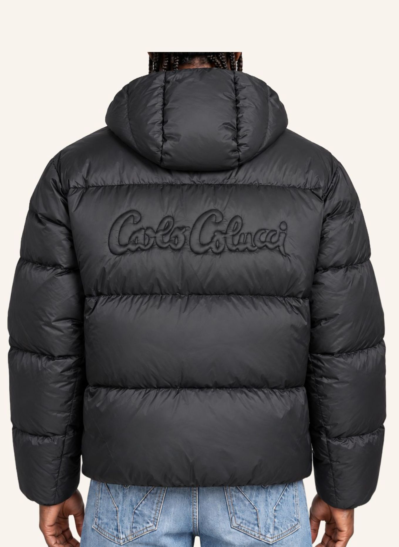 CARLO COLUCCI Wattierte Jacke mit austauschbarem Badge FURNARI: SCHWARZ