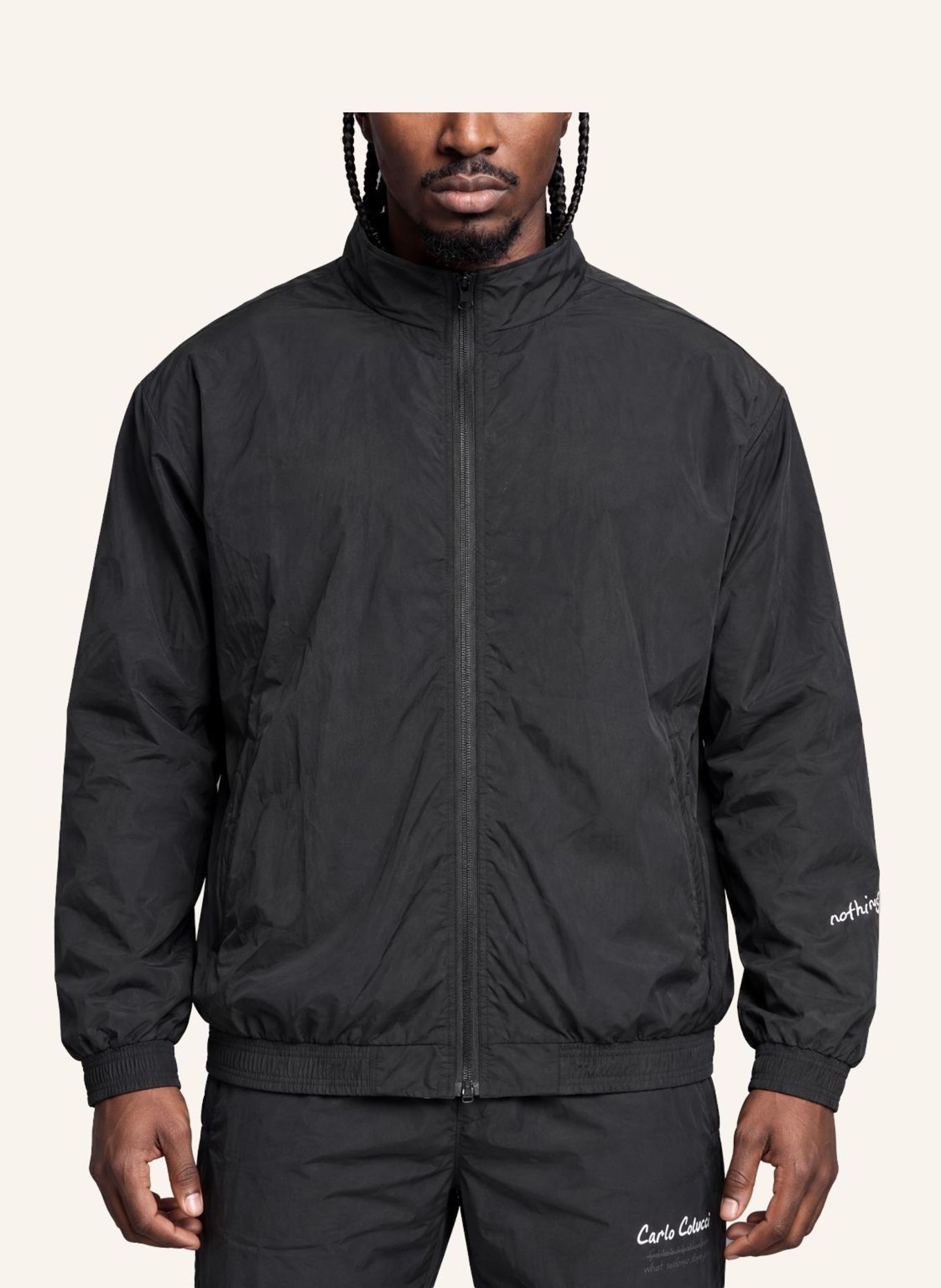 CARLO COLUCCI Oversize Tracksuit Wendejacke - Human Canvas FORZANO: SCHWARZ