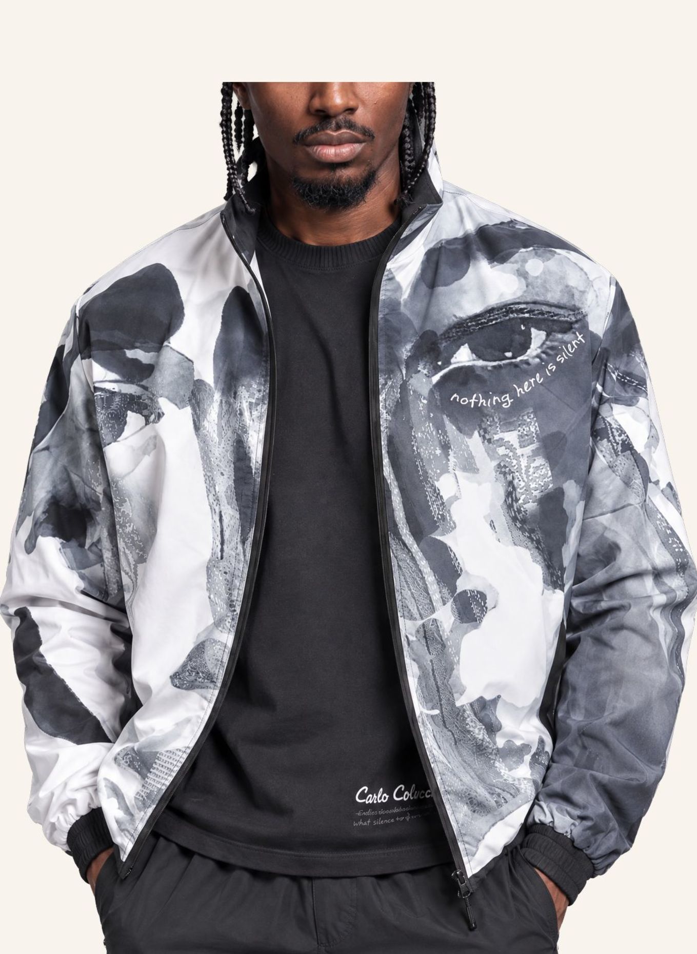 CARLO COLUCCI Oversize Tracksuit Wendejacke - Human Canvas FORZANO: SCHWARZ