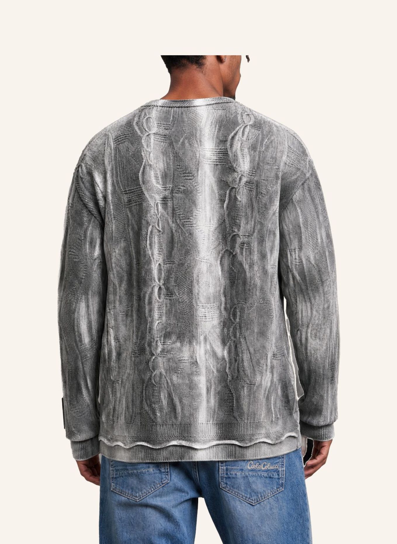 CARLO COLUCCI 3D-Knit Pullover - Liquid Stitches FIORITTO: SCHWARZ