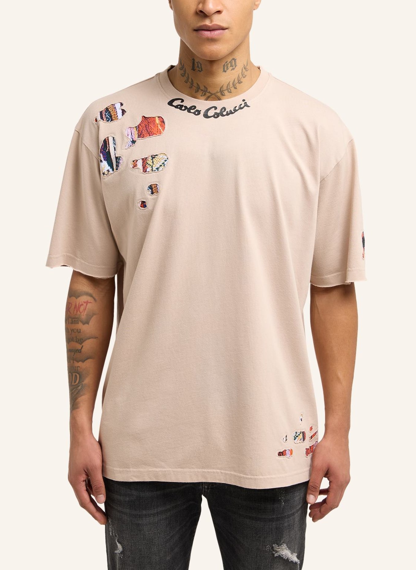 CARLO COLUCCI Oversize T-Shirt DELLATORRE, Farbe: BEIGE (Bild 5)