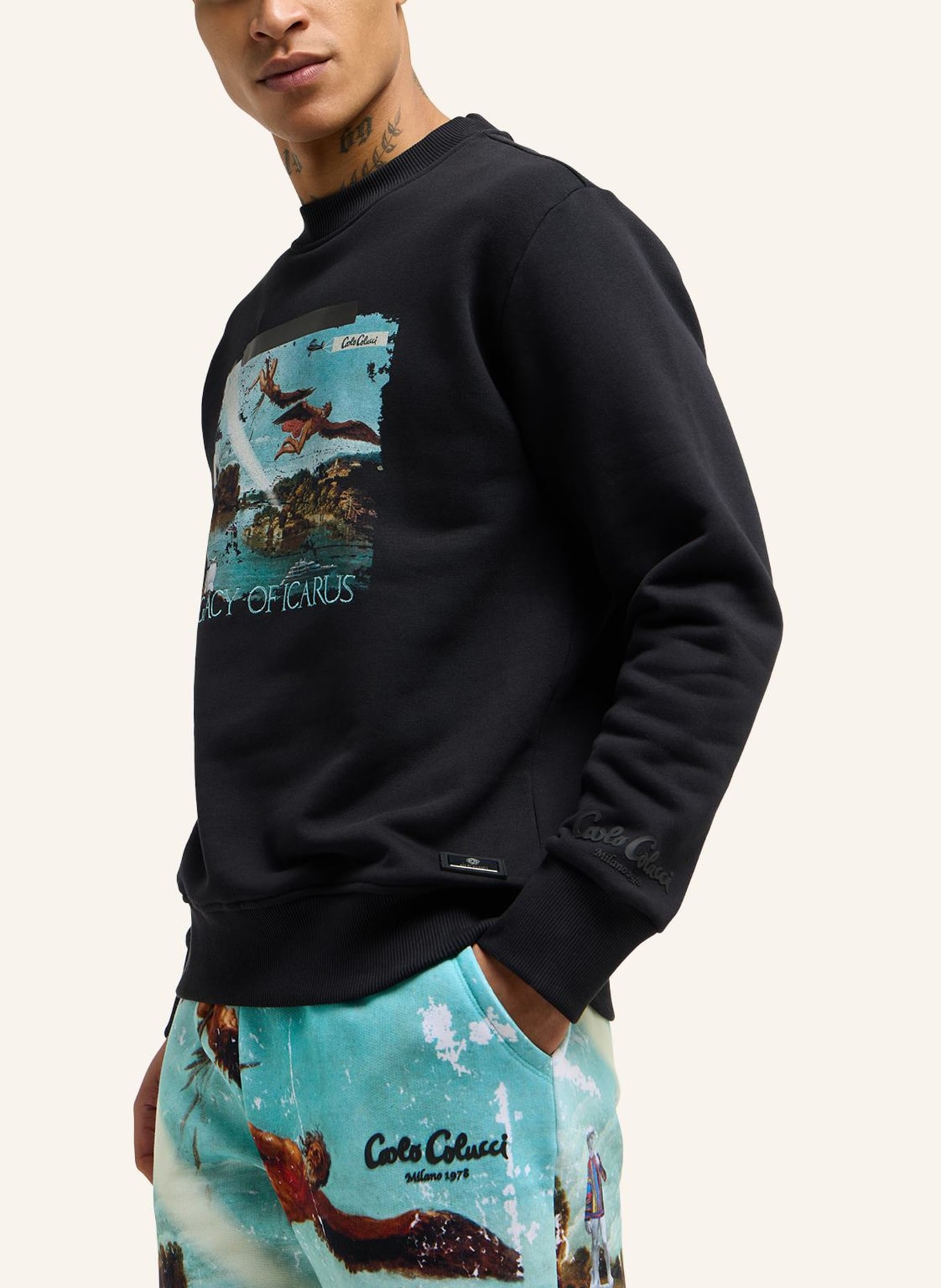 CARLO COLUCCI Sweatshirt "Vermächtnis des Ikarus" DELLI, Farbe: SCHWARZ (Bild 3)