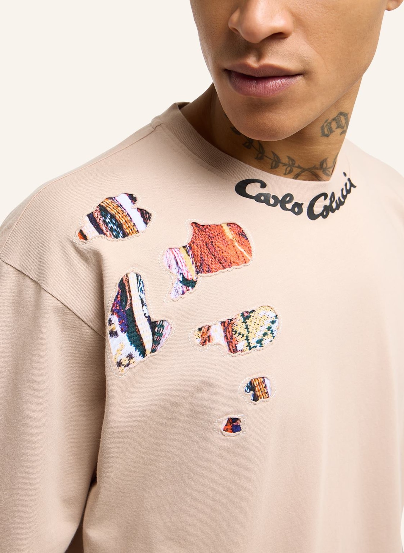 CARLO COLUCCI Oversize T-Shirt DELLATORRE, Farbe: BEIGE (Bild 3)