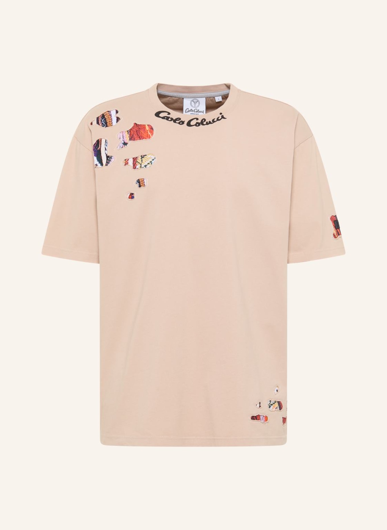 CARLO COLUCCI Oversize T-Shirt DELLATORRE, Farbe: BEIGE (Bild 1)