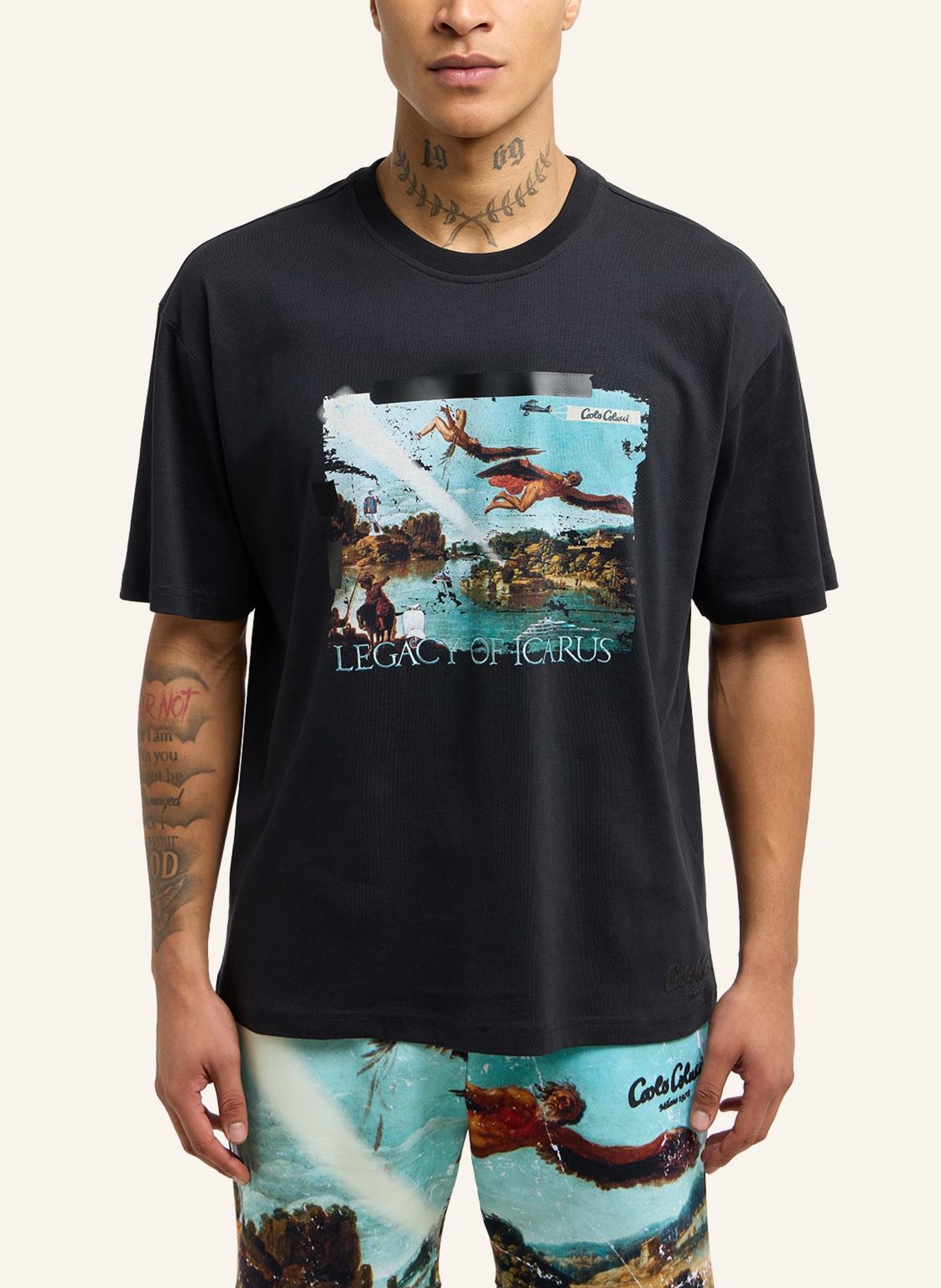 CARLO COLUCCI Oversize T-Shirt "Vermächtnis des Ikarus" DELLEG, Farbe: SCHWARZ (Bild 5)