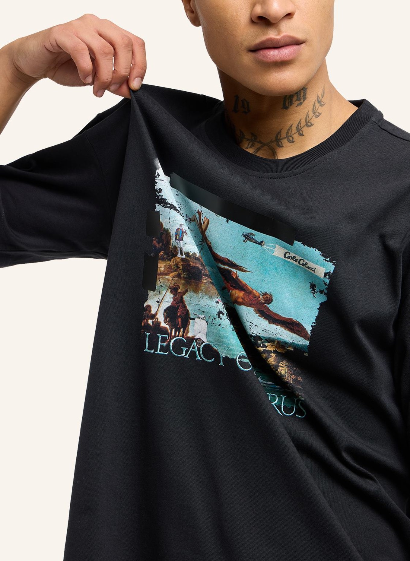 CARLO COLUCCI Oversize T-Shirt "Vermächtnis des Ikarus" DELLEG, Farbe: SCHWARZ (Bild 3)