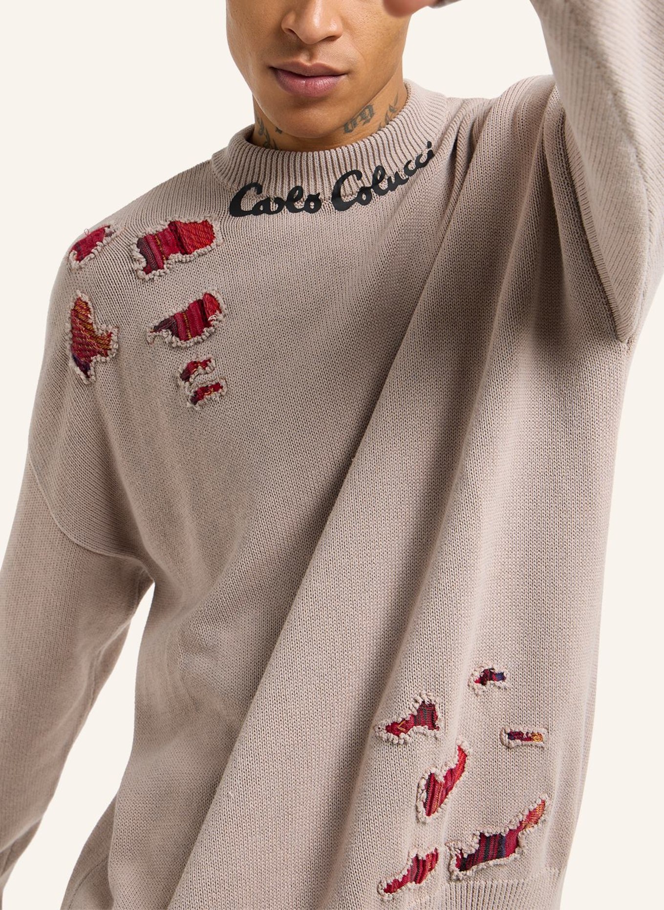 CARLO COLUCCI Oversize Pullover DELLEMANN, Farbe: BEIGE (Bild 3)