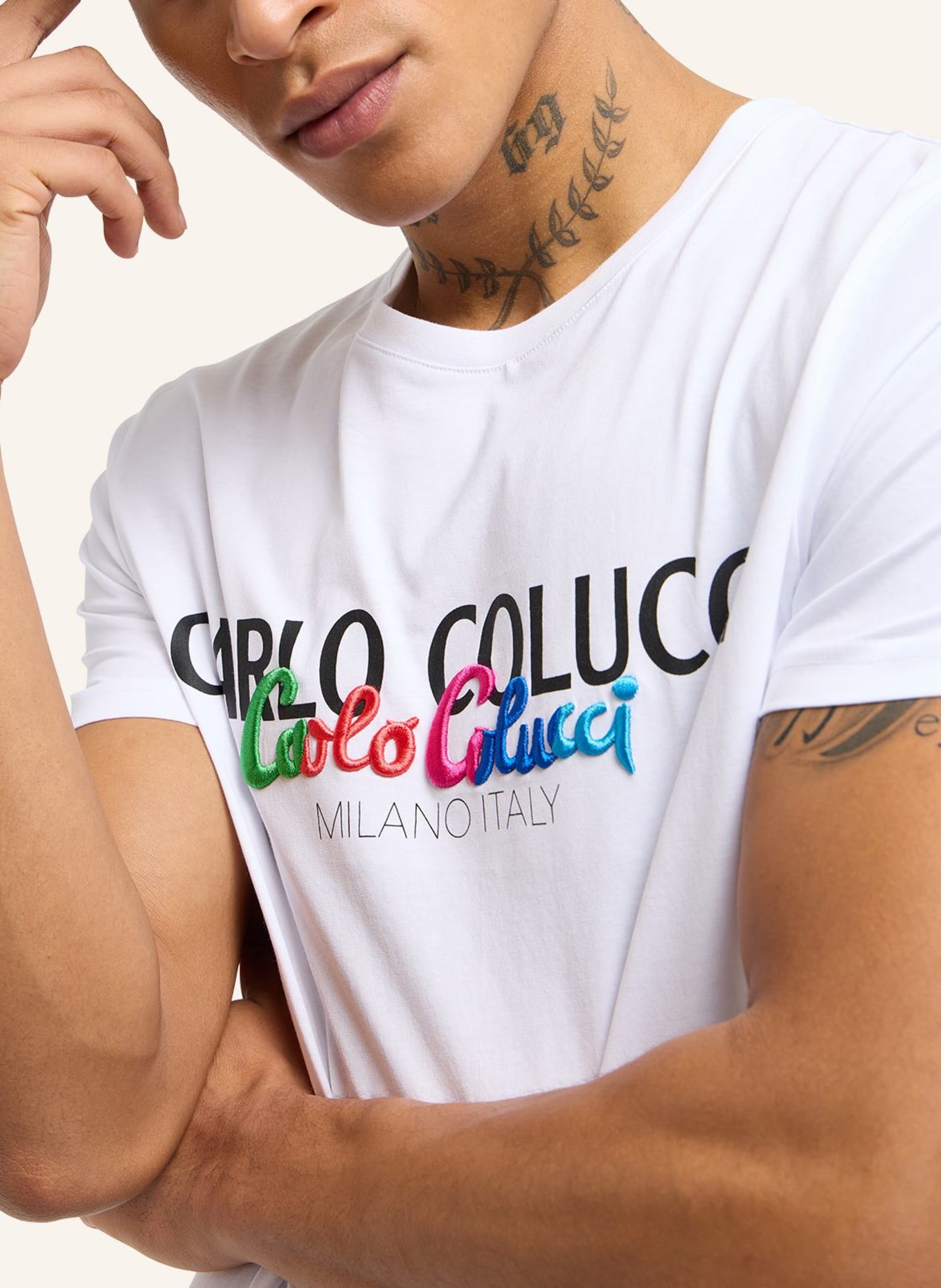 CARLO COLUCCI T-Shirt CAMISA, Farbe: WEISS (Bild 3)
