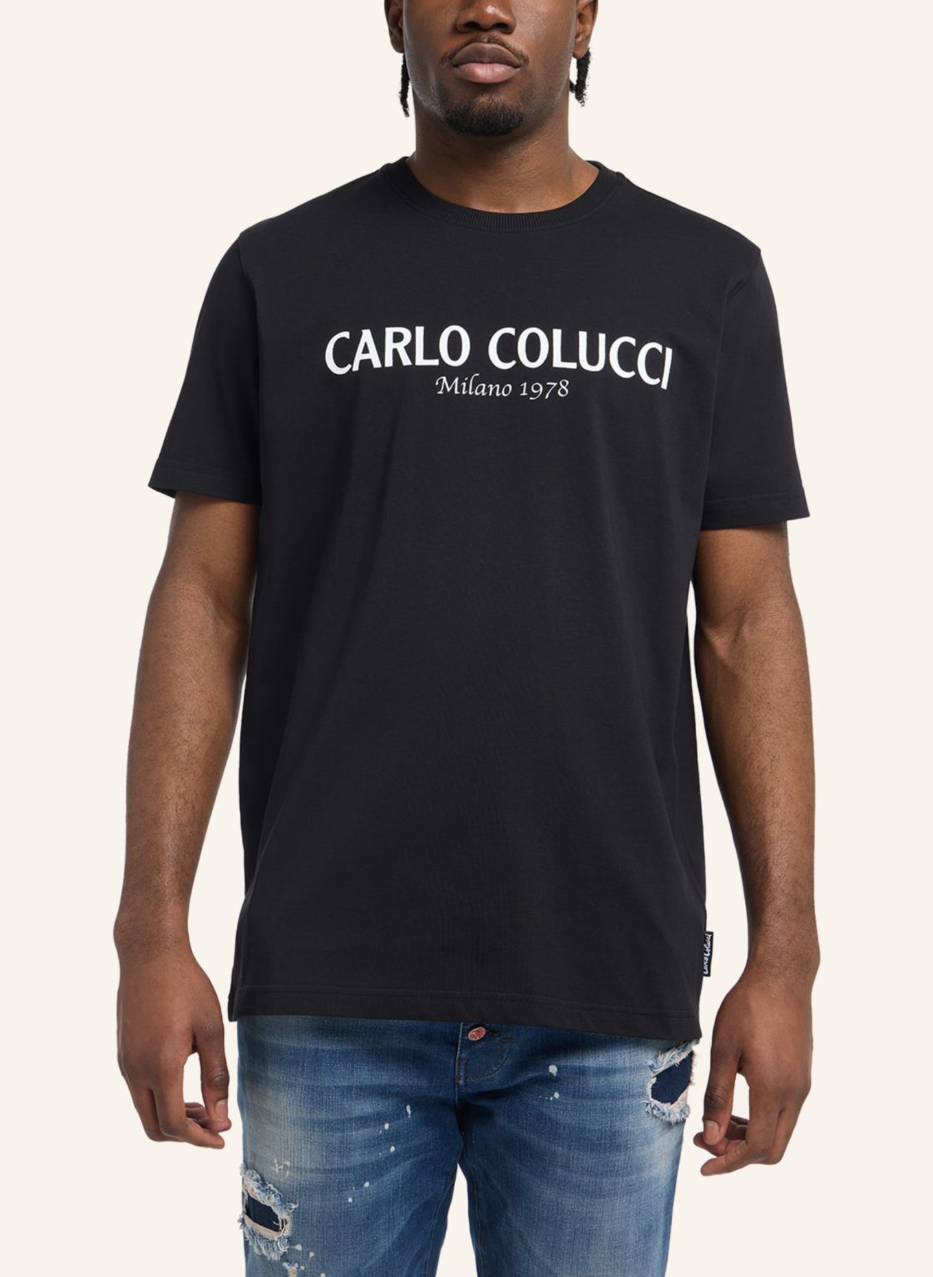 CARLO COLUCCI T-Shirt mit Logoprint DI COMUN, Farbe: SCHWARZ (Bild 5)