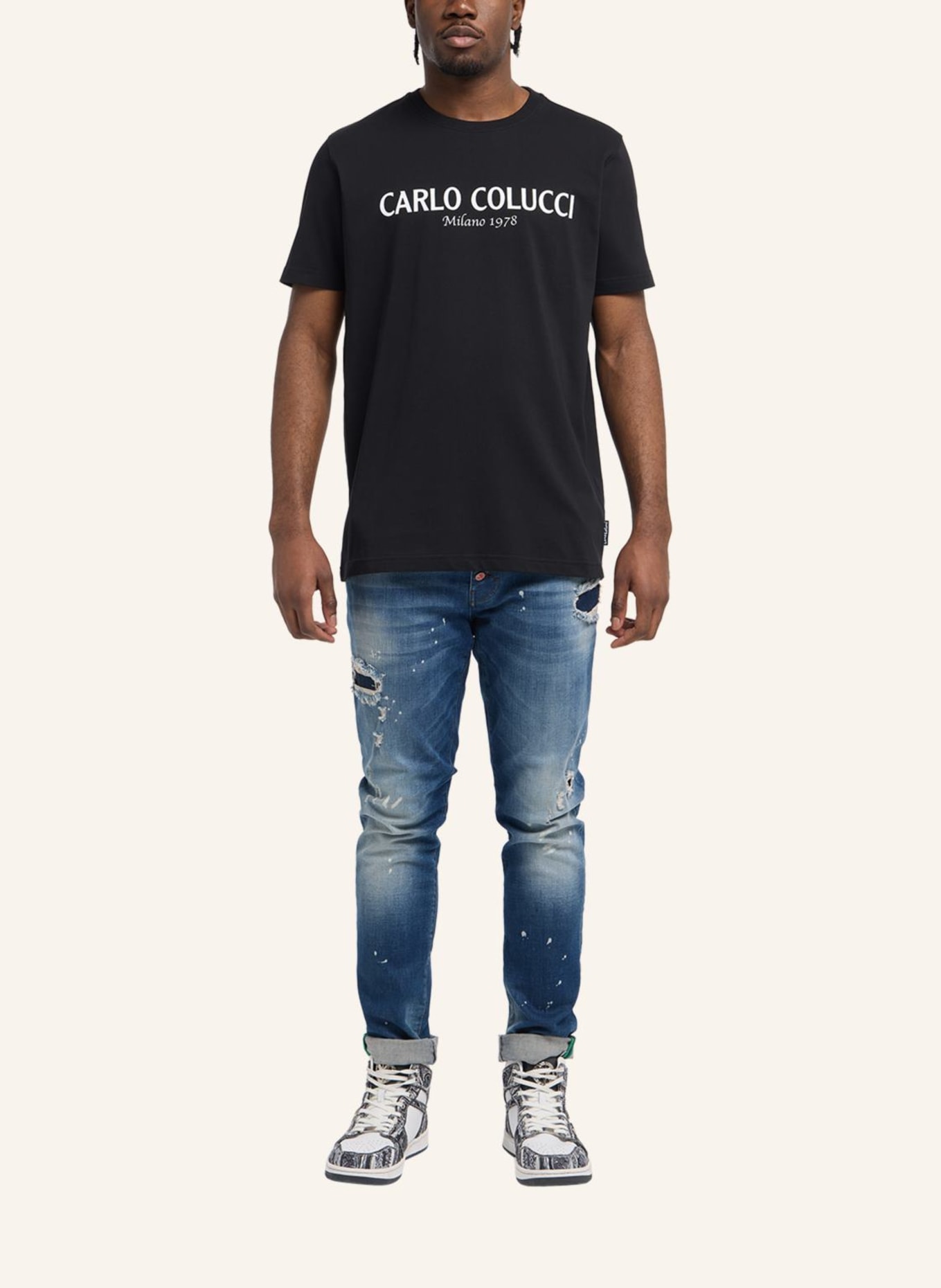 CARLO COLUCCI T-Shirt mit Logoprint DI COMUN, Farbe: SCHWARZ (Bild 4)