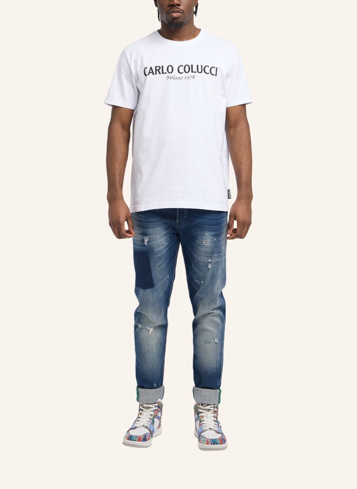 CARLO COLUCCI T-Shirt mit Logoprint DI COMUN, Farbe: WEISS (Bild 4)