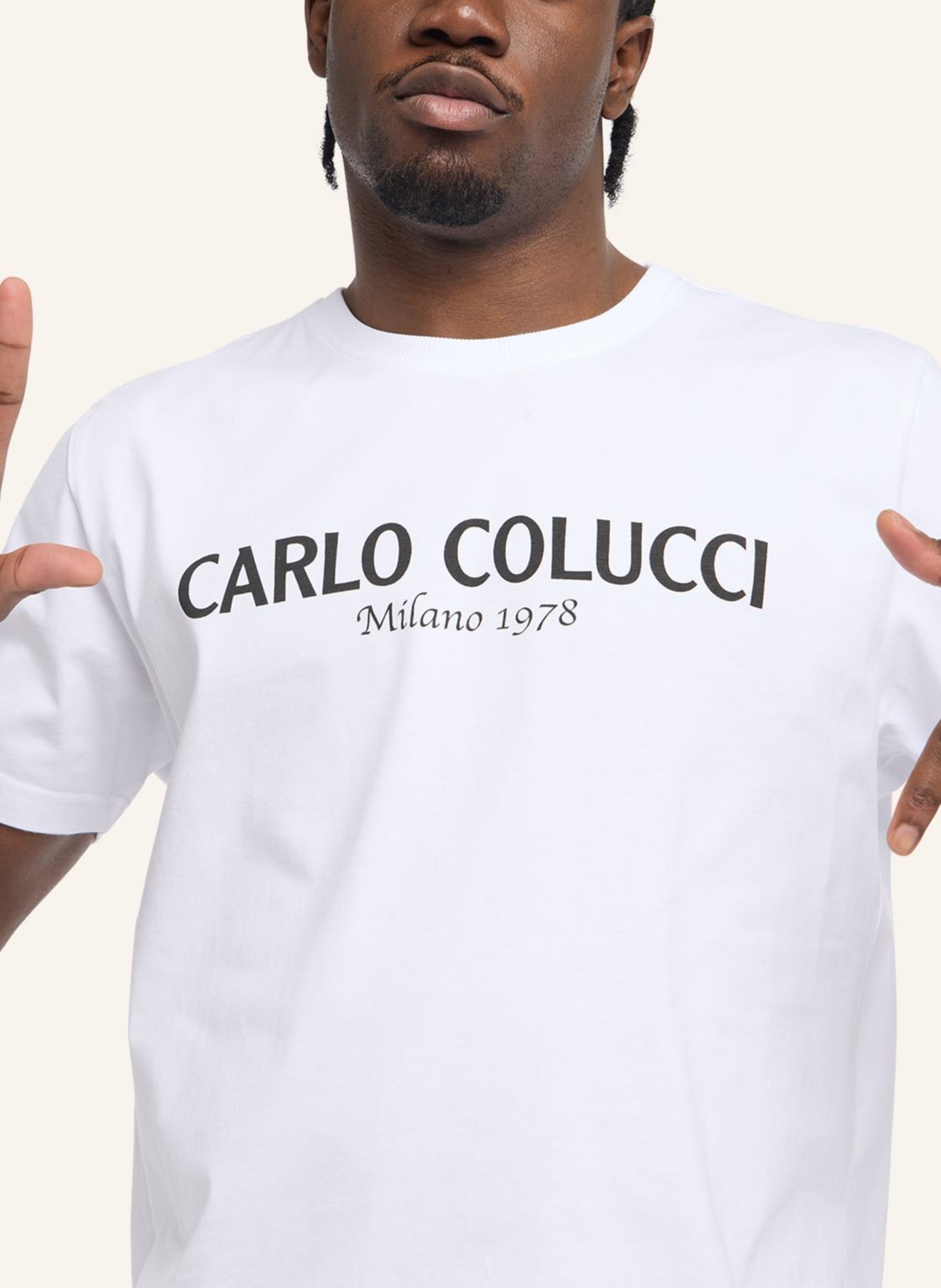 CARLO COLUCCI T-Shirt mit Logoprint DI COMUN, Farbe: WEISS (Bild 3)