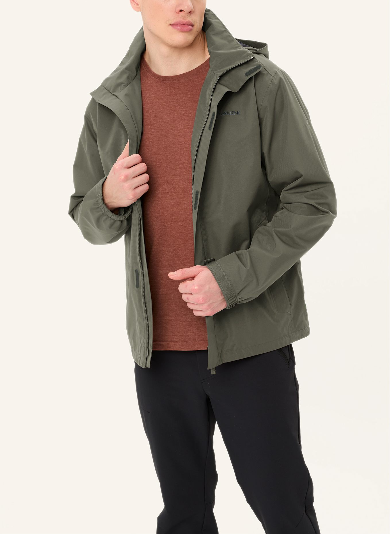 VAUDE Regenjacke ESCAPE LIGHT: SCHWARZ/ KHAKI