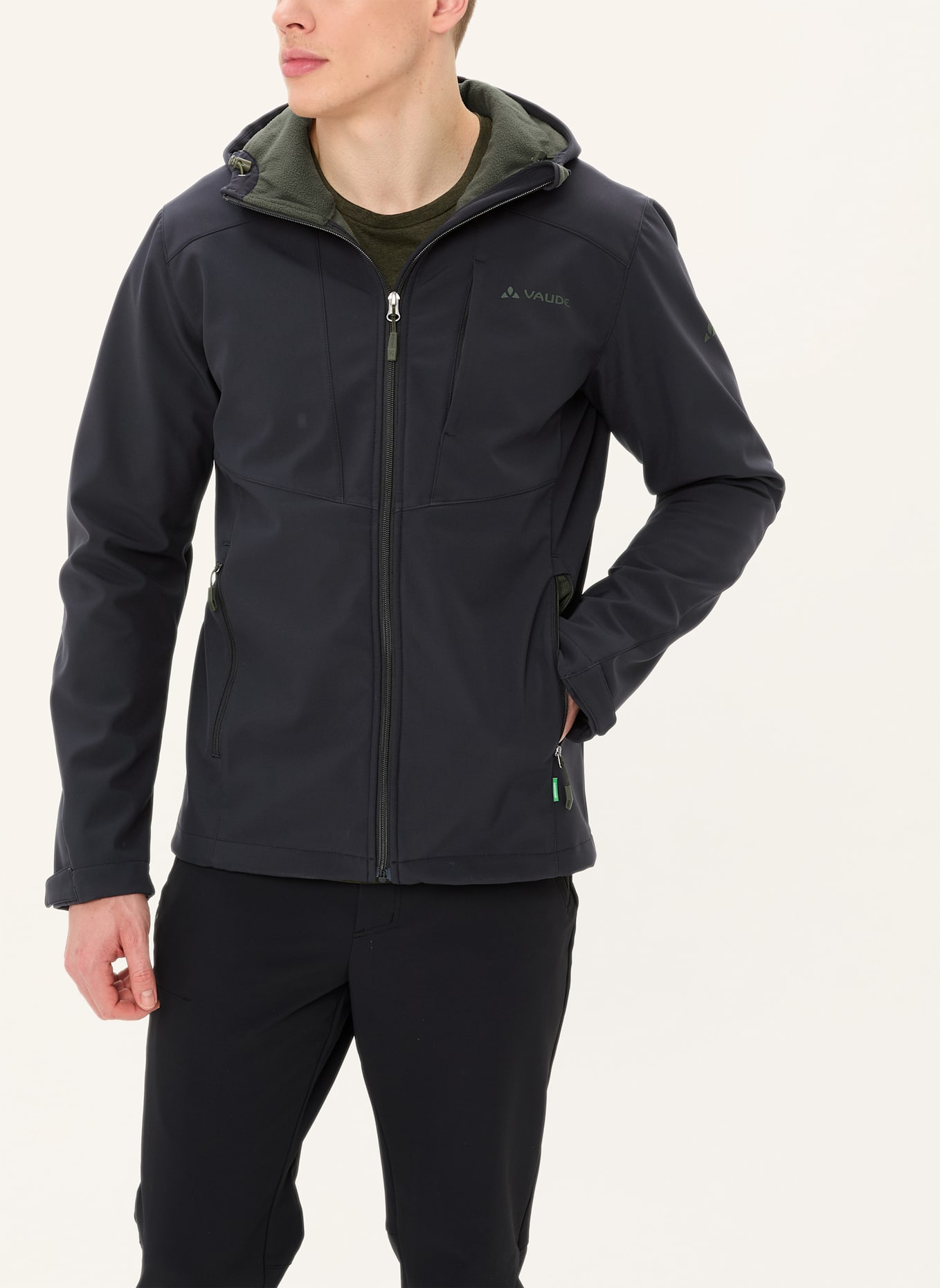 VAUDE Outdoor-Jacke M CYCLONE HOODED JACKET: SCHWARZ/ KHAKI