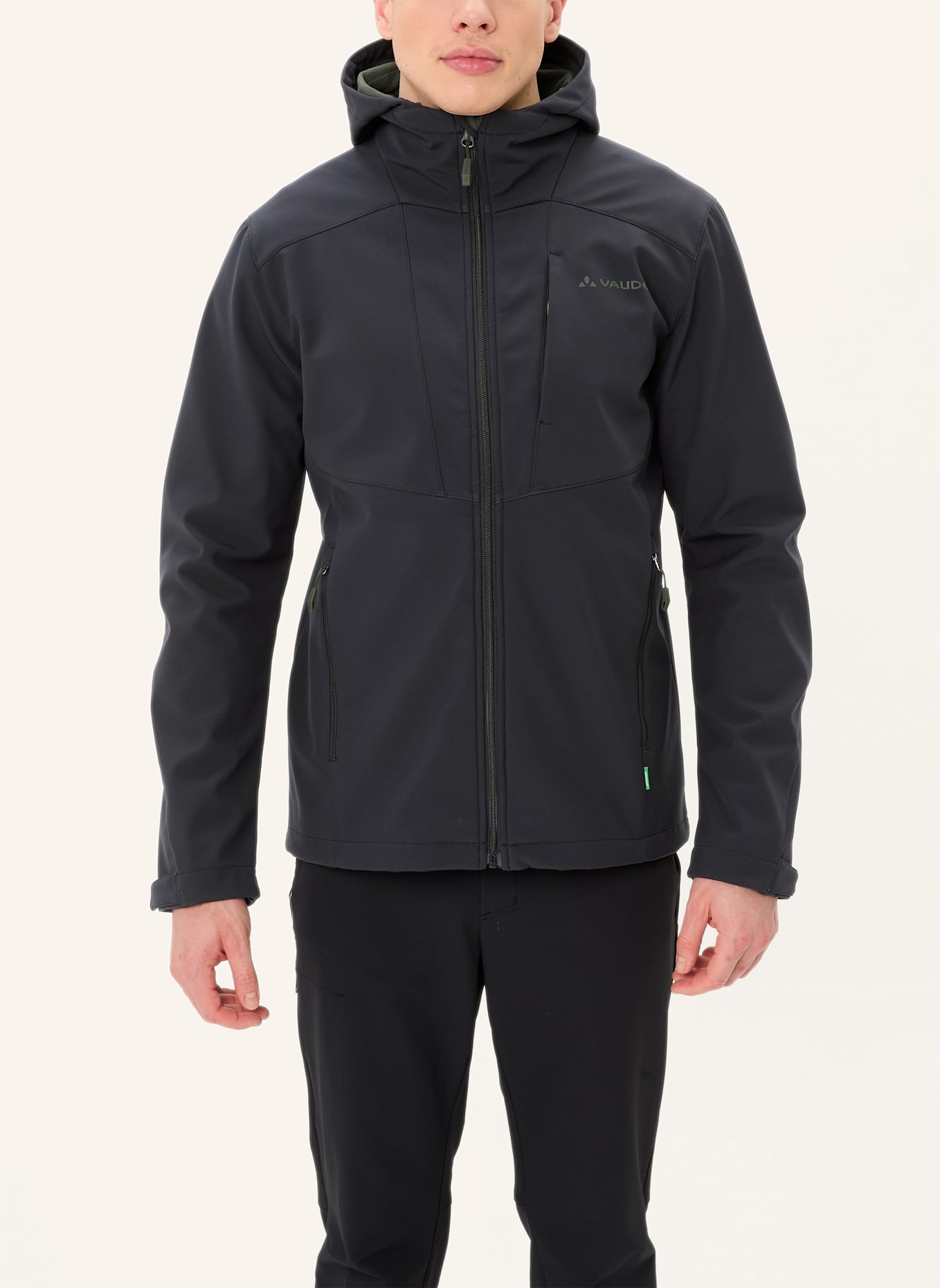 VAUDE Outdoor-Jacke M CYCLONE HOODED JACKET: SCHWARZ/ KHAKI