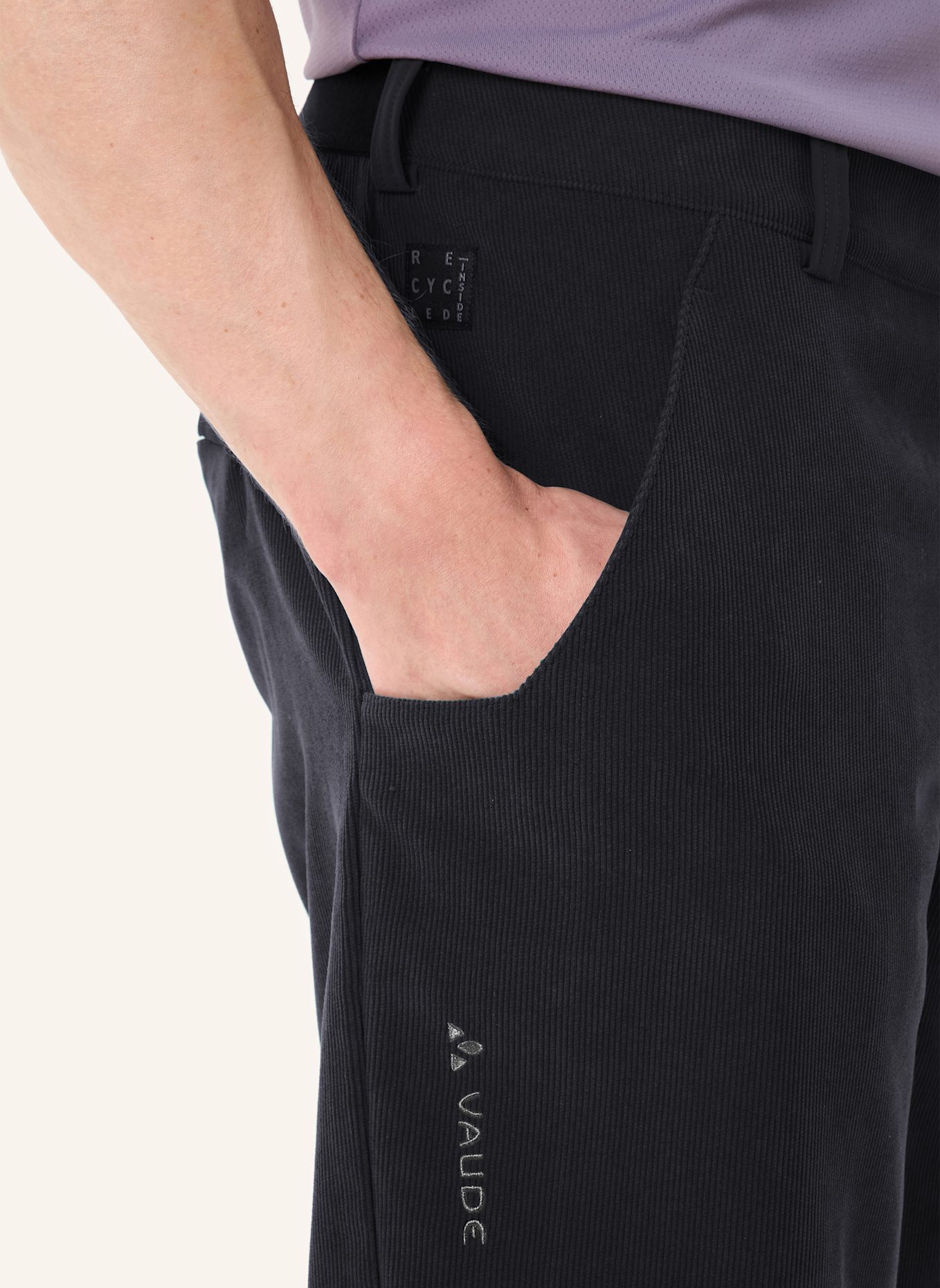 VAUDE Radhose ohne gepolsterten Einsatz M LOAMER BASE CORD SHORTS: SCHWARZ