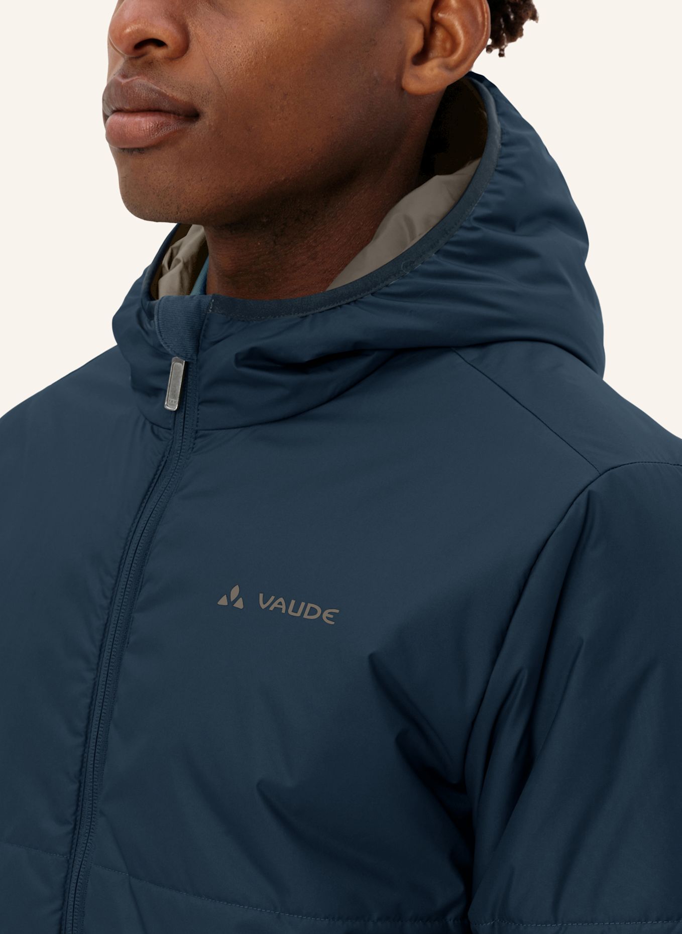 VAUDE Isolationsjacke M TESINO HOODED JACKET: BEIGE / CREME / BLAU