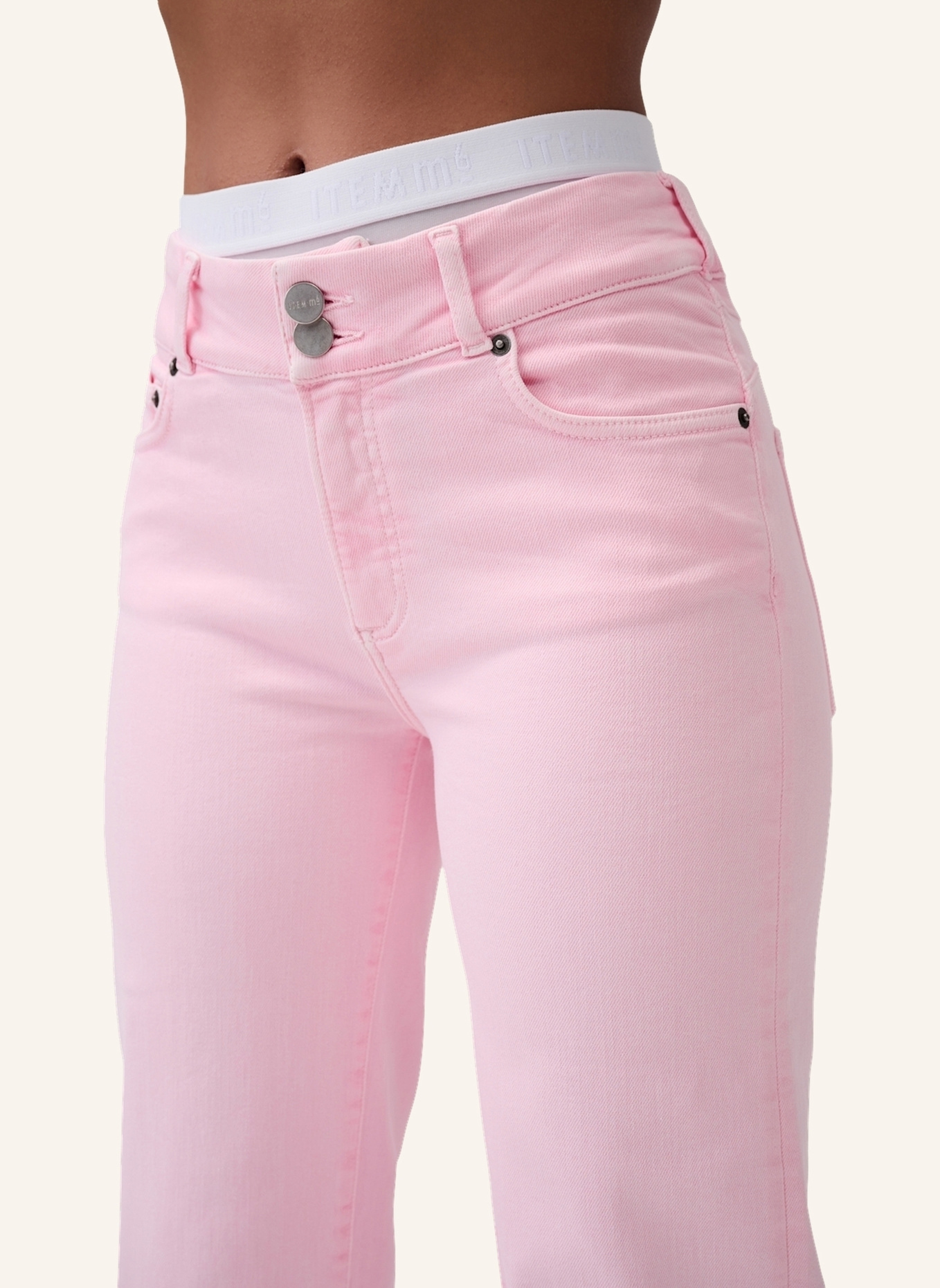 ITEM m6 7/8-Jeans CROPPED HIGH RISE DENIM: CREME