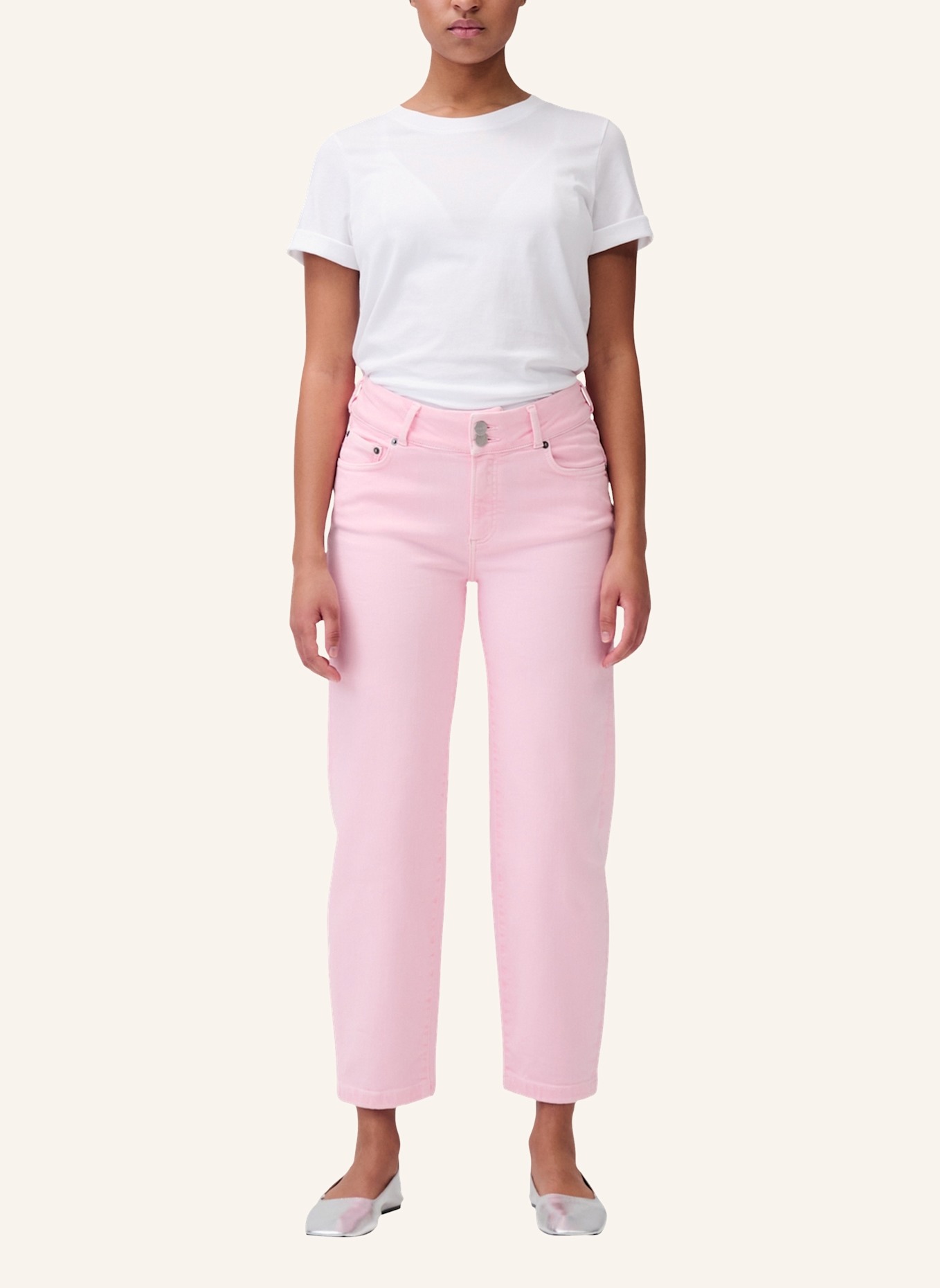 ITEM m6 7/8-Jeans CROPPED HIGH RISE DENIM: CREME