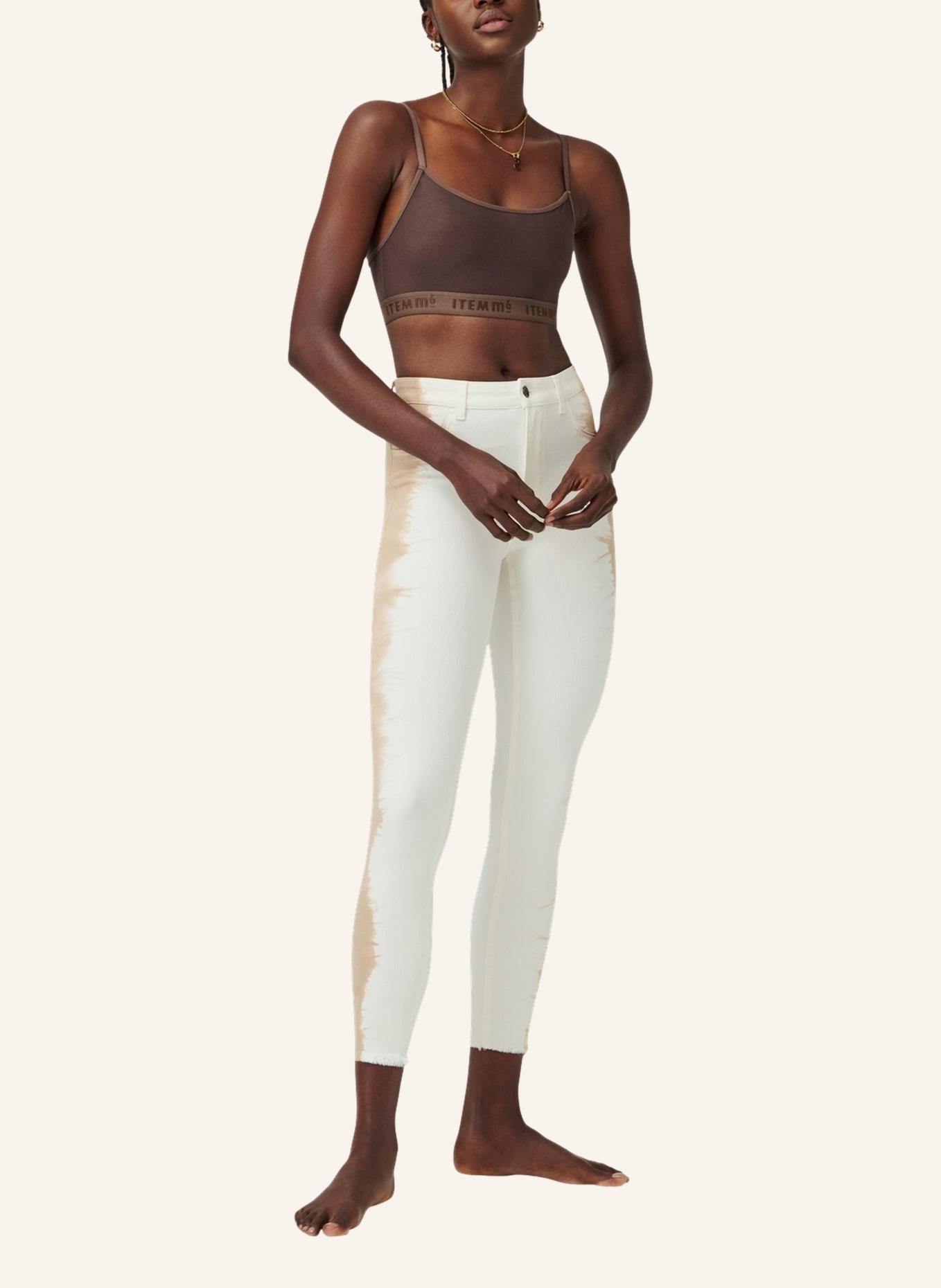 ITEM m6 7/8-Jeans CROPPED HIGH RISE mit Shaping-Effekt, Farbe: BEIGE/ WEISS (Bild 6)