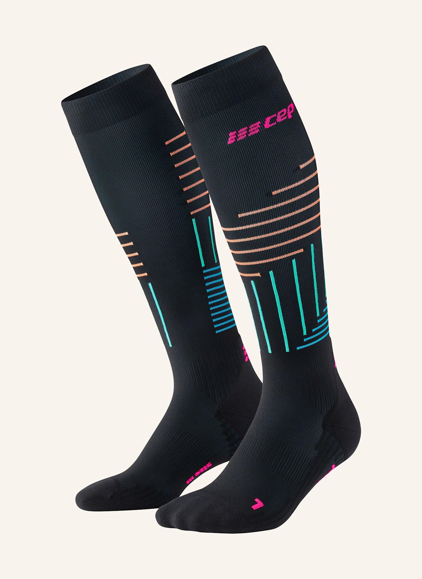 cep Laufsocken KNEE HIGH THE RUN LIMITED 2024.2 mit Kompression, Farbe: SCHWARZ/ NEONPINK (Bild 1)