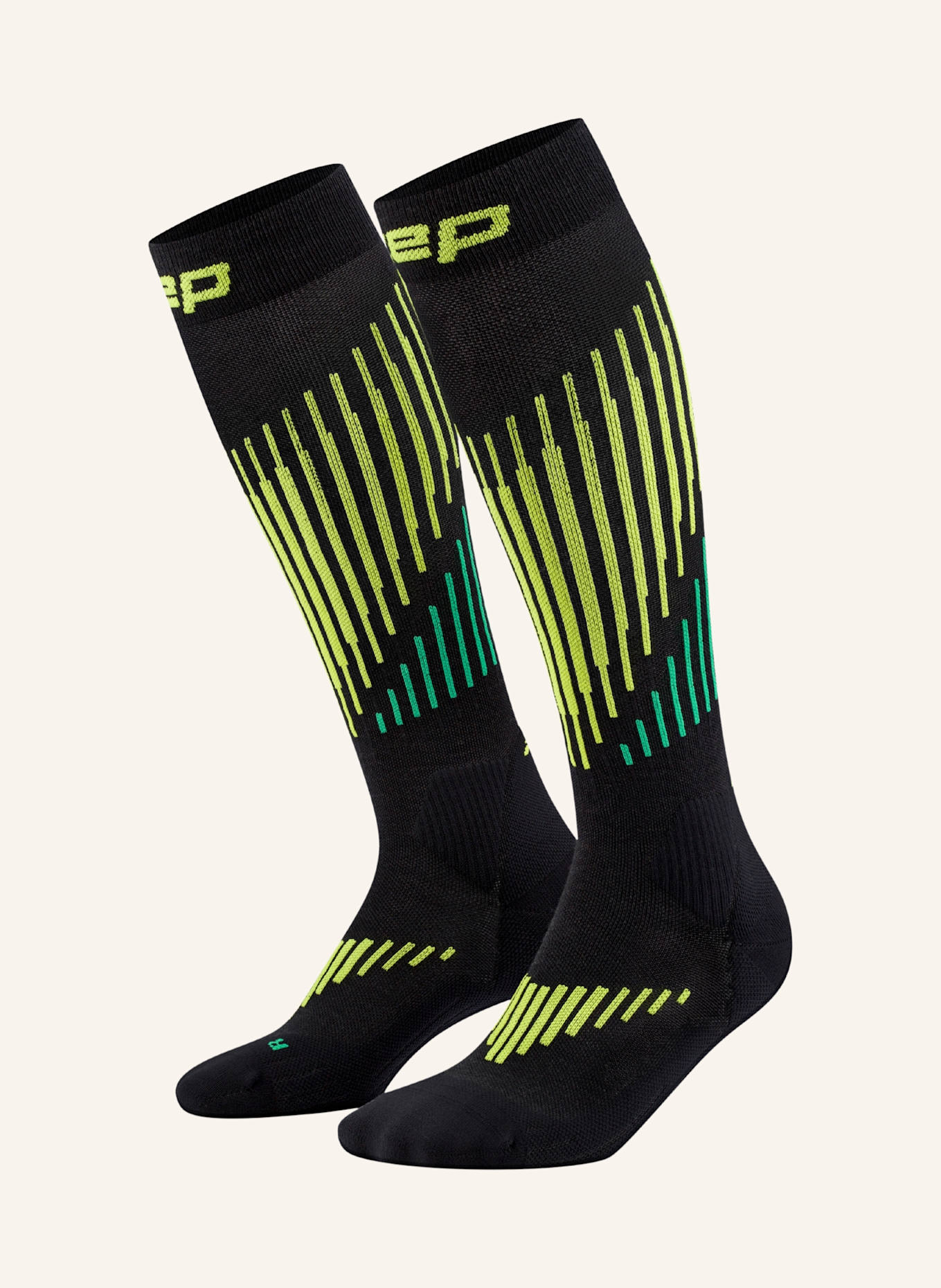 cep Skisocken HIGH TOURING mit Kompression: SCHWARZ/ GELB