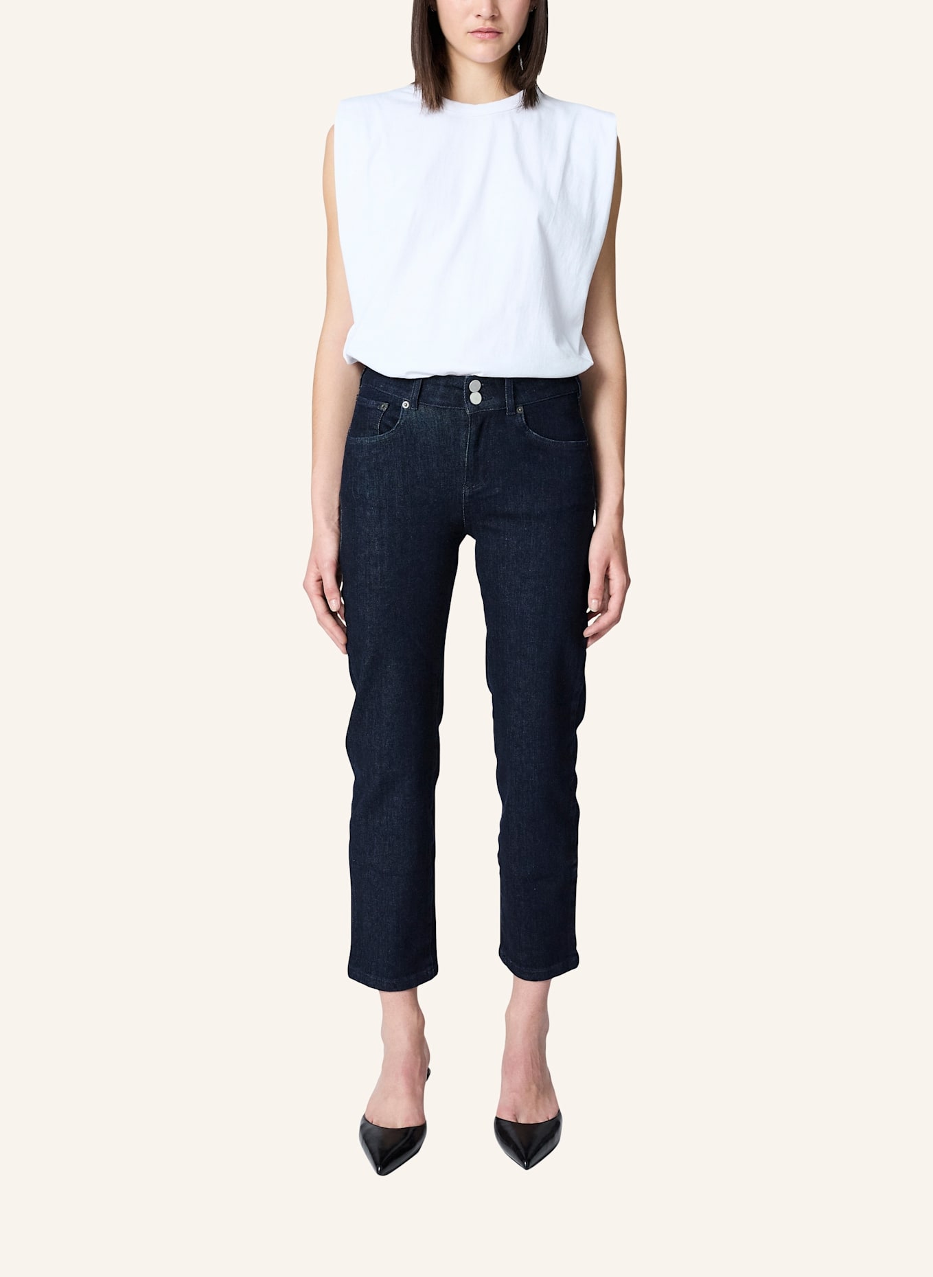 ITEM m6 7/8-Jeans CROPPED HIGH RISE DENIM: DUNKELBLAU