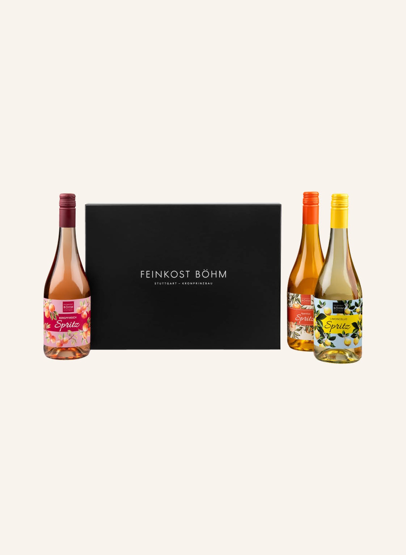 Feinkost Böhm Geschenkbox DREIERLEI SPRITZ: SCHWARZ