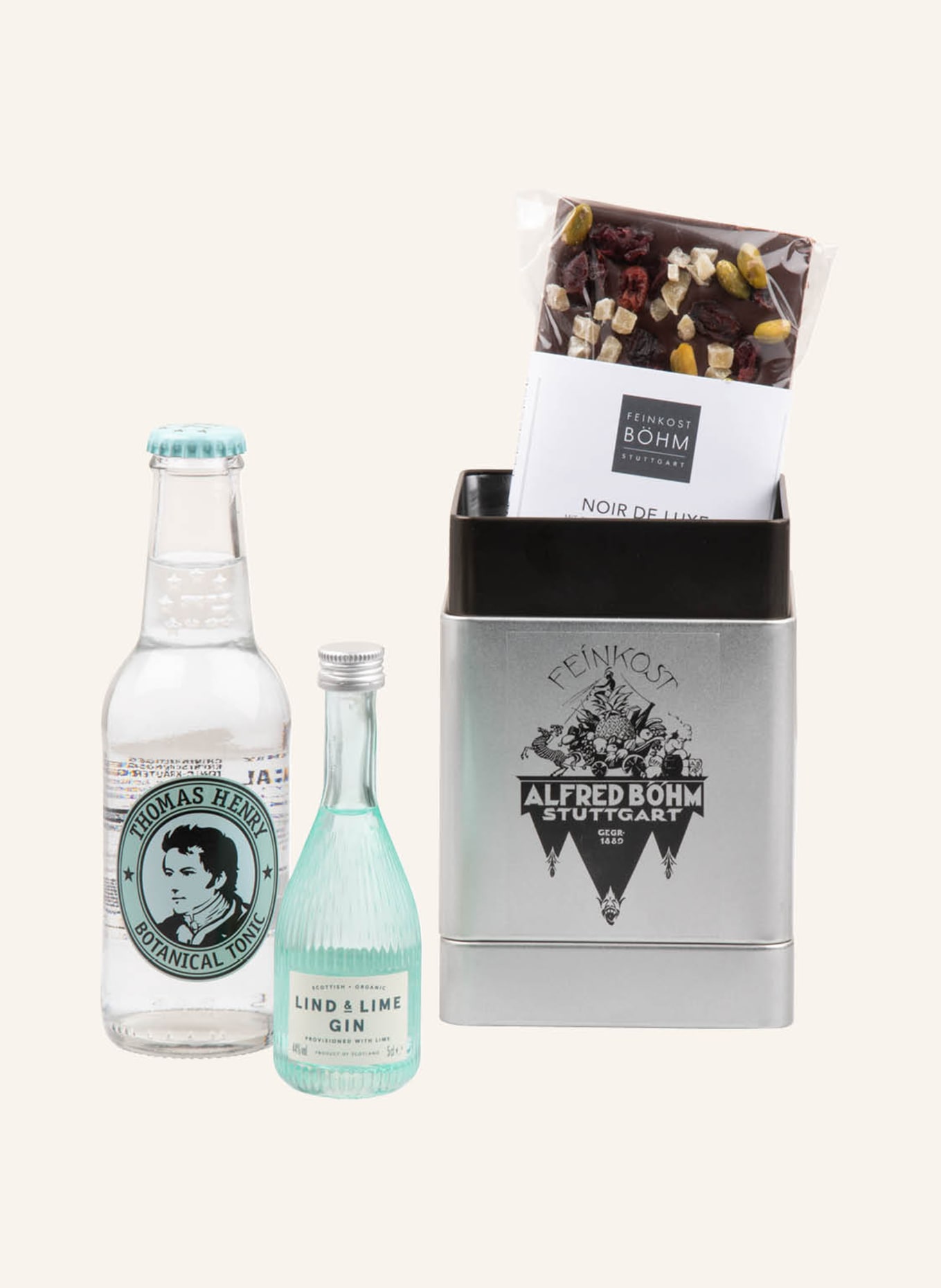 Feinkost Böhm Geschenkdose GIN TONIC TO GO: SILBER