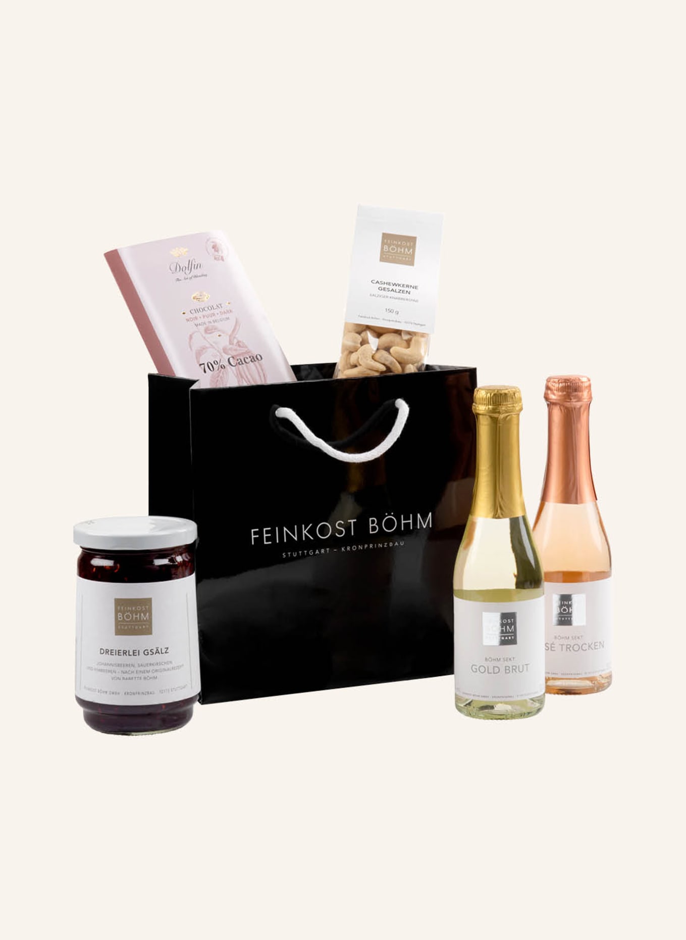 Feinkost Böhm Geschenktüte FEINES MITBRINGSEL: SCHWARZ