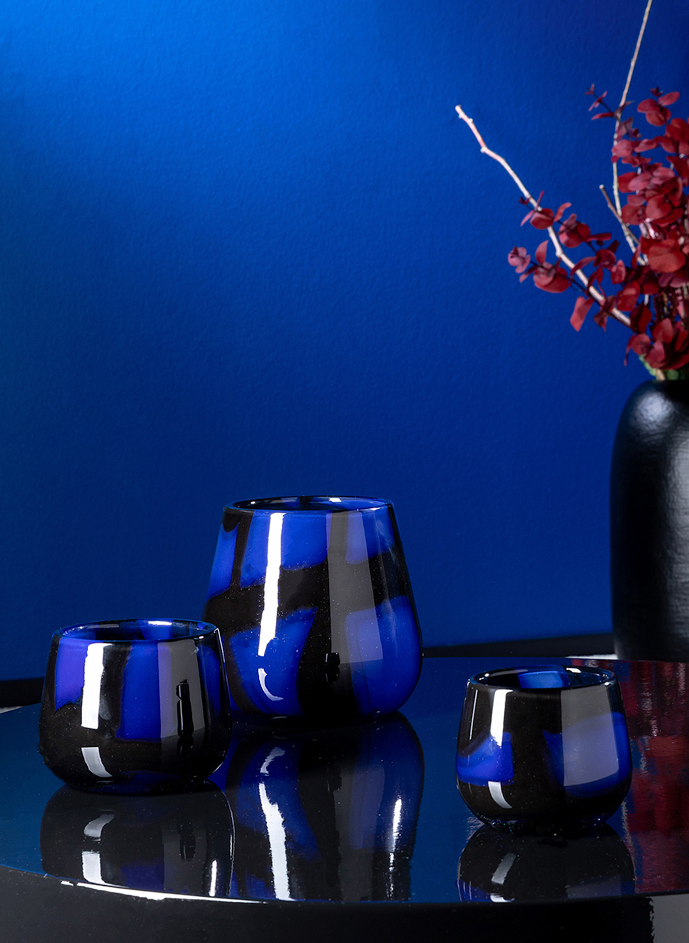 Fink Glasvase, Windlicht MARLY: BLAU