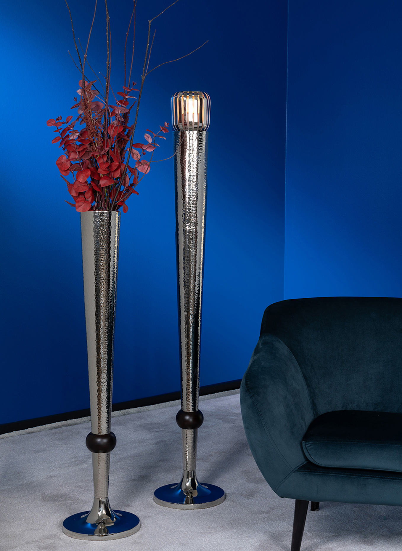 Fink Vase, Bodenleuchter MARNI: SILBER