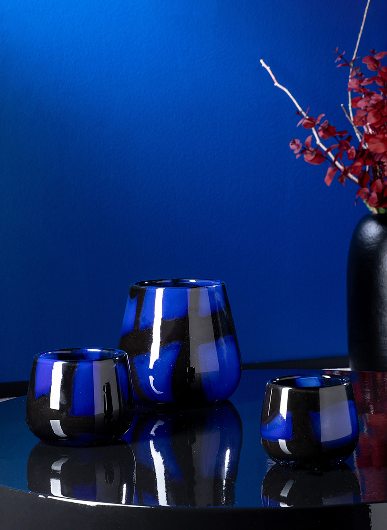 Fink Glasvase, Windlicht MARLY: BLAU