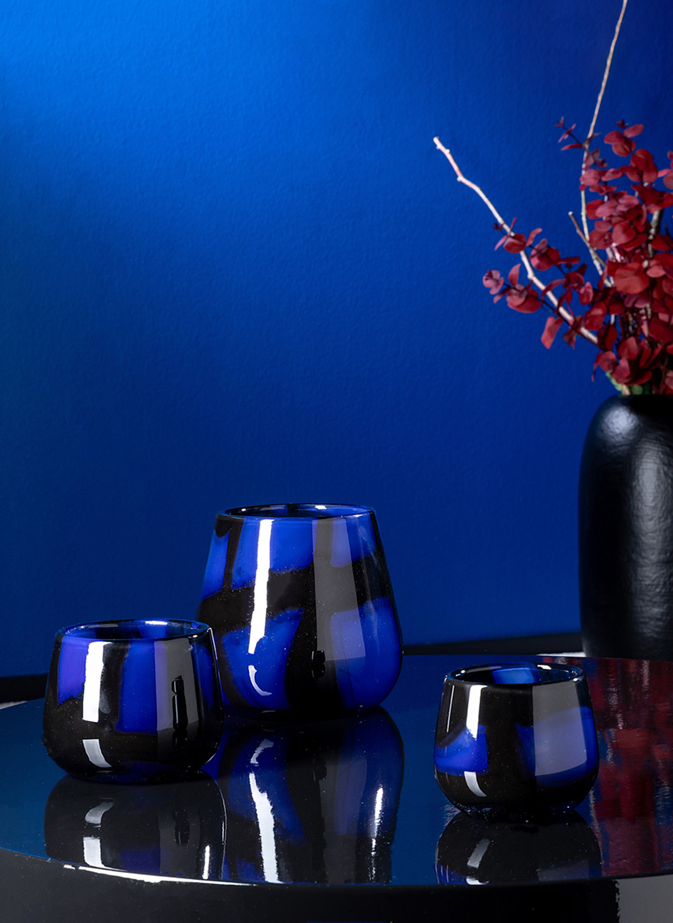 Fink Glasvase, Windlicht MARLY: BLAU