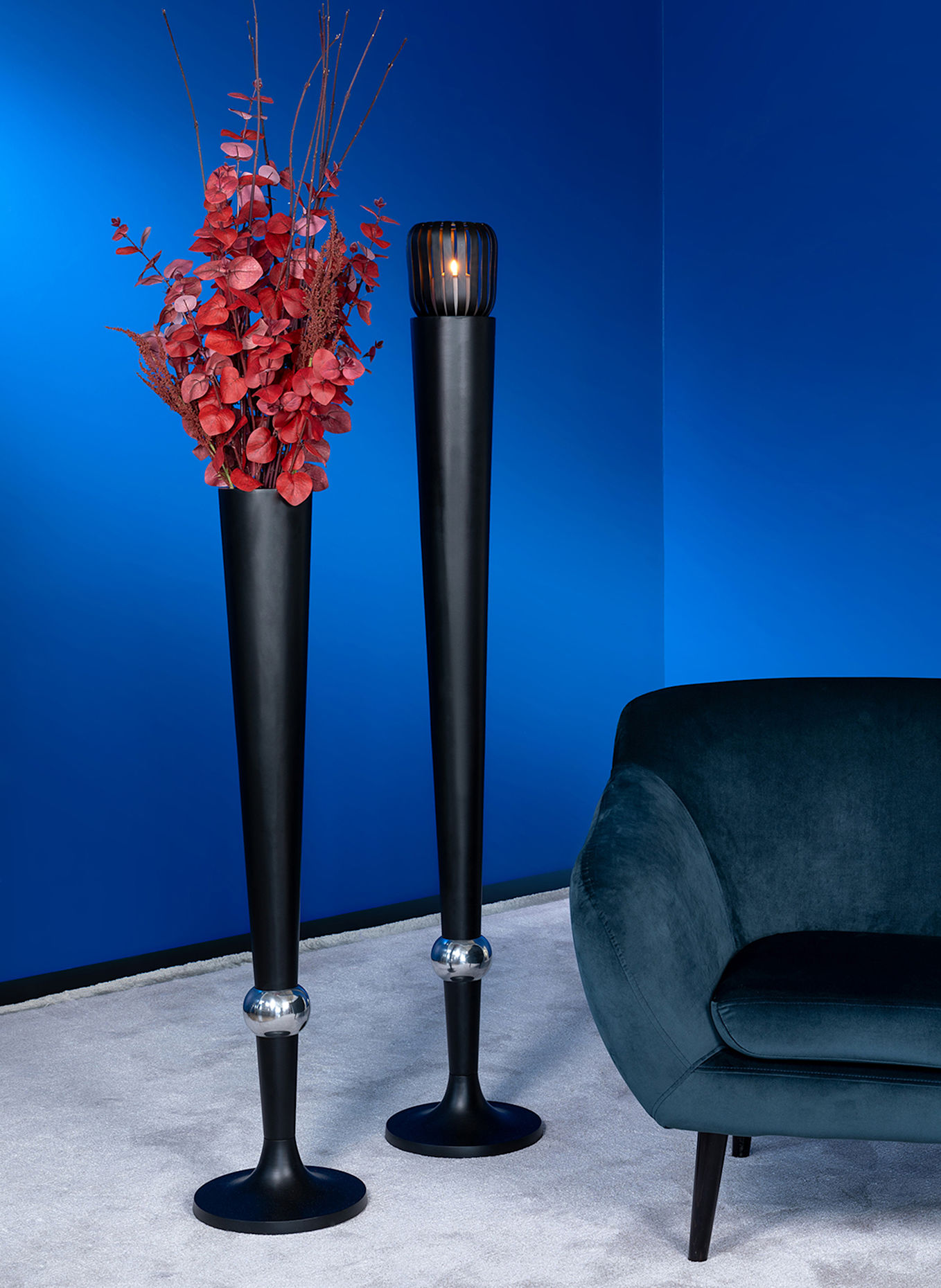 Fink Vase, Bodenleuchter MARNI: SCHWARZ