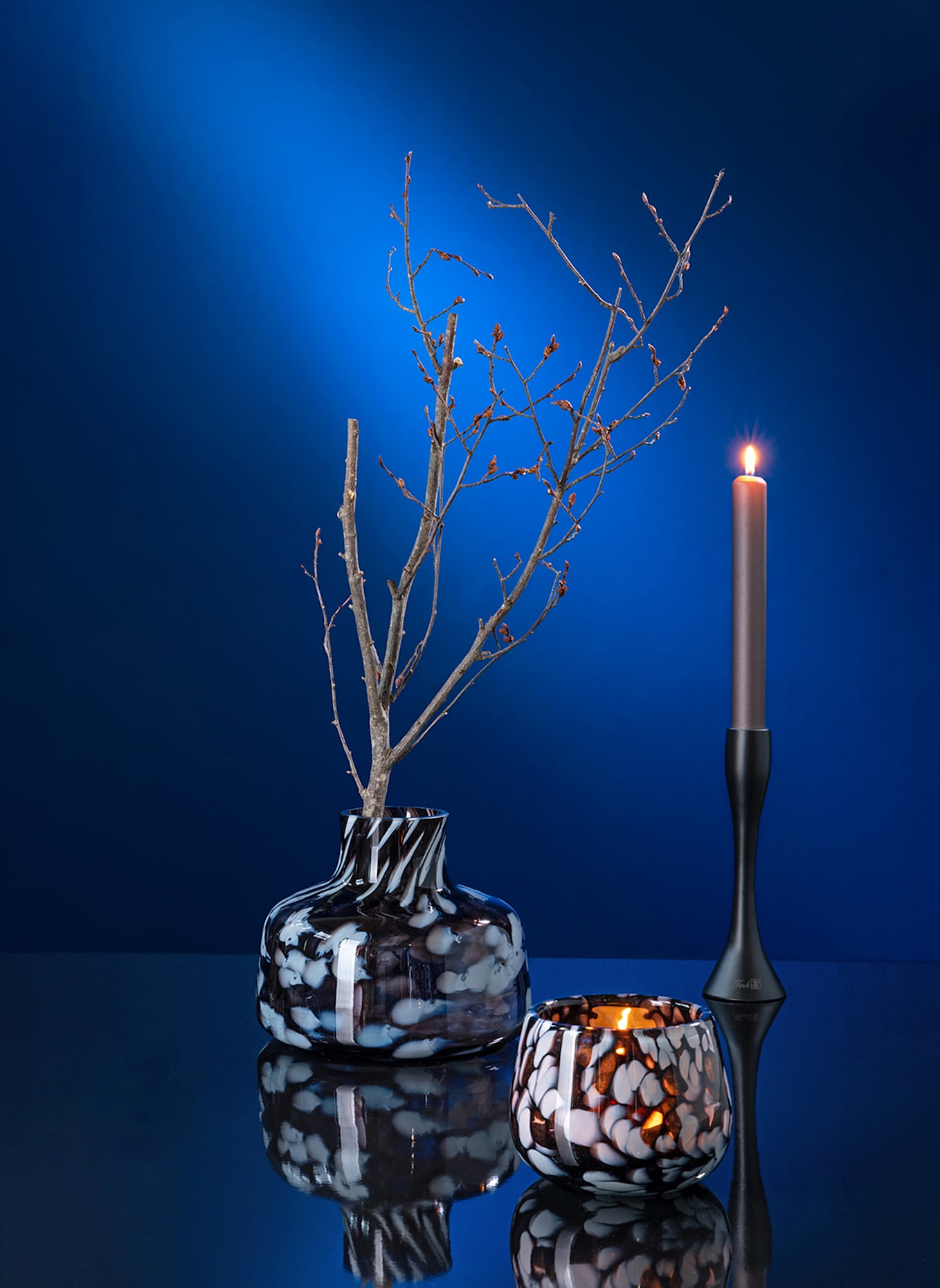 Fink Glasvase, Windlicht MARLY: SCHWARZ