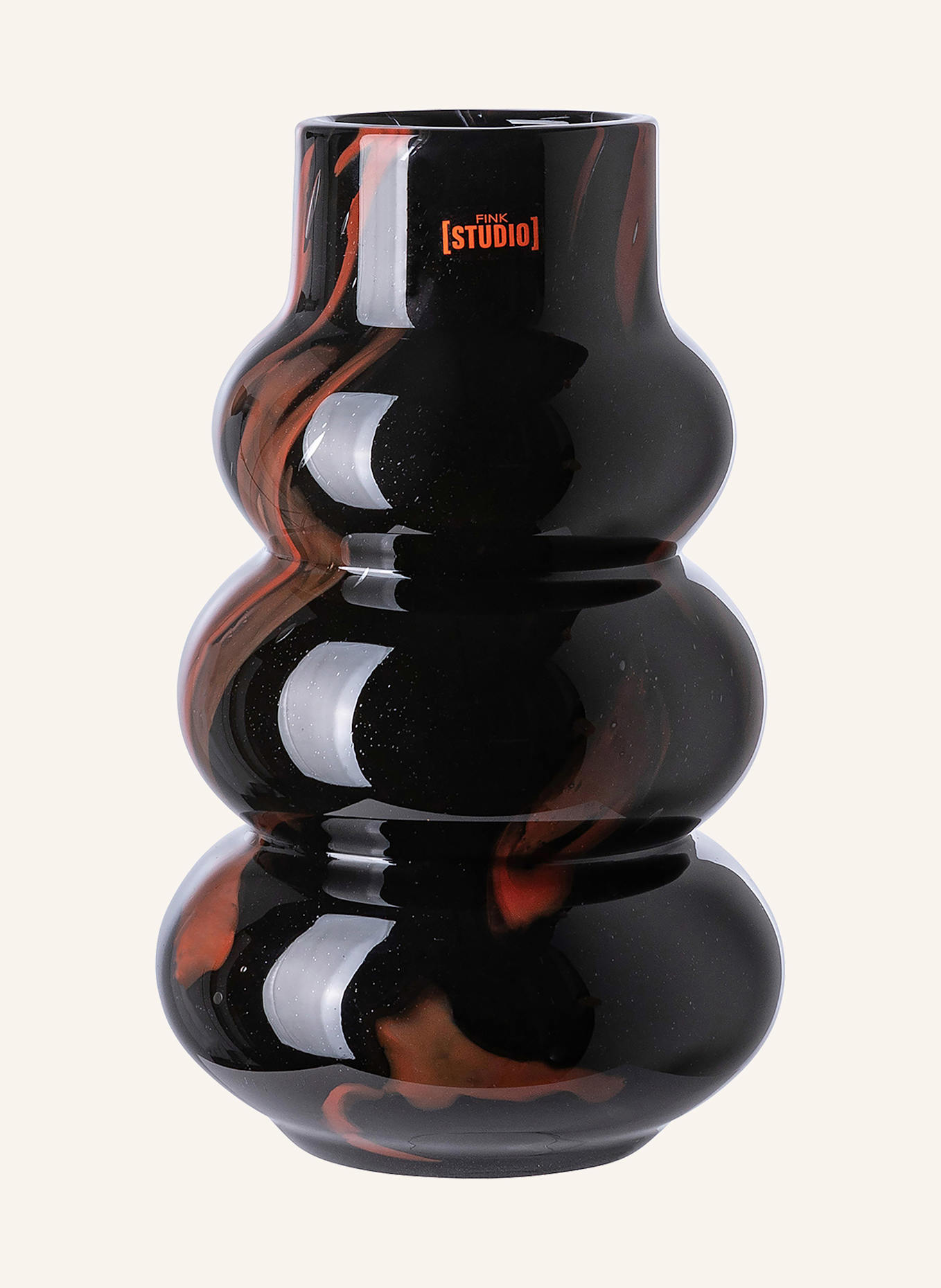 Fink Studio Vase WAVE FRONT: ROT/ SCHWARZ