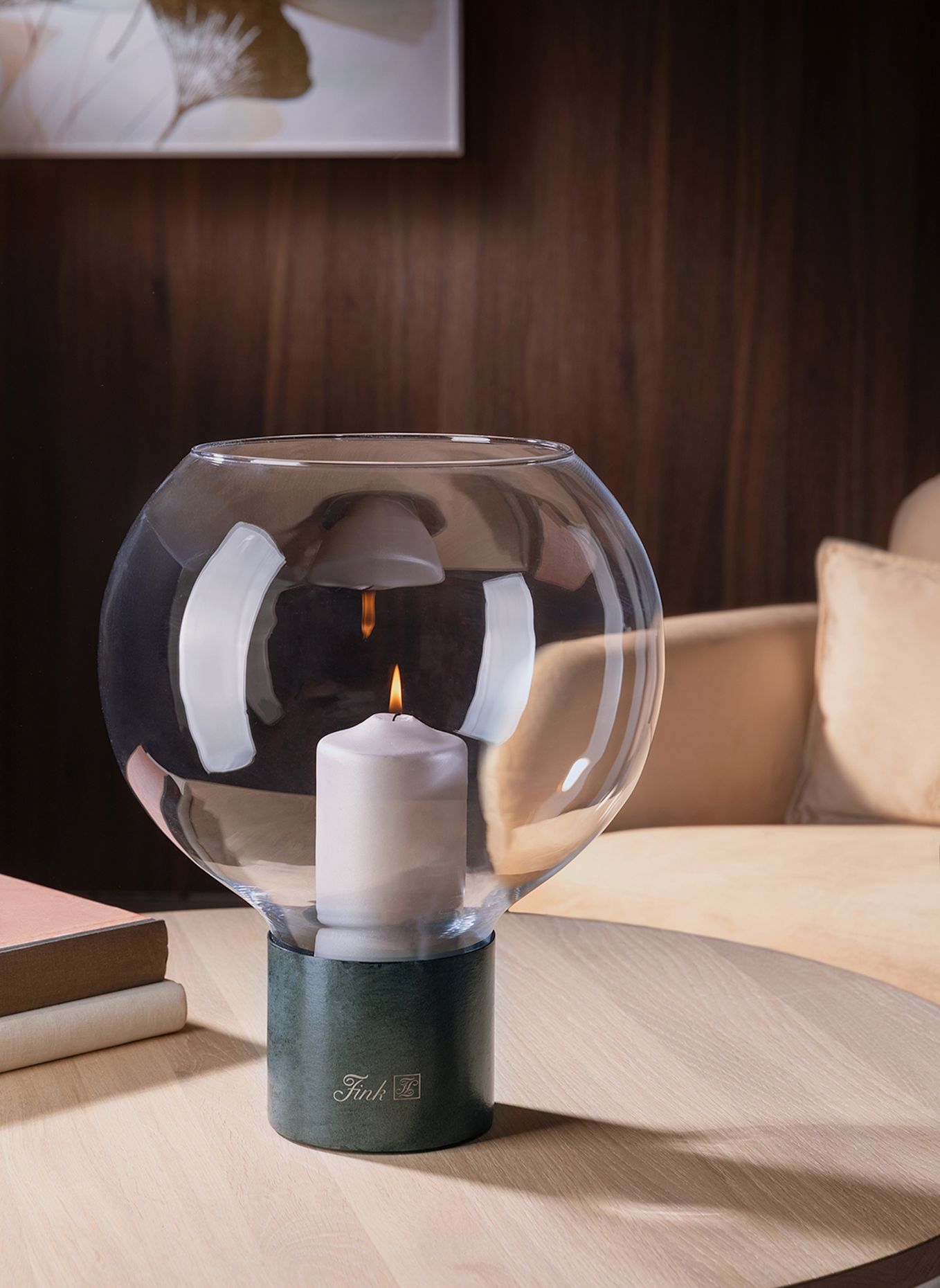 Fink Windlicht mit Glas PEGO: GRÜN