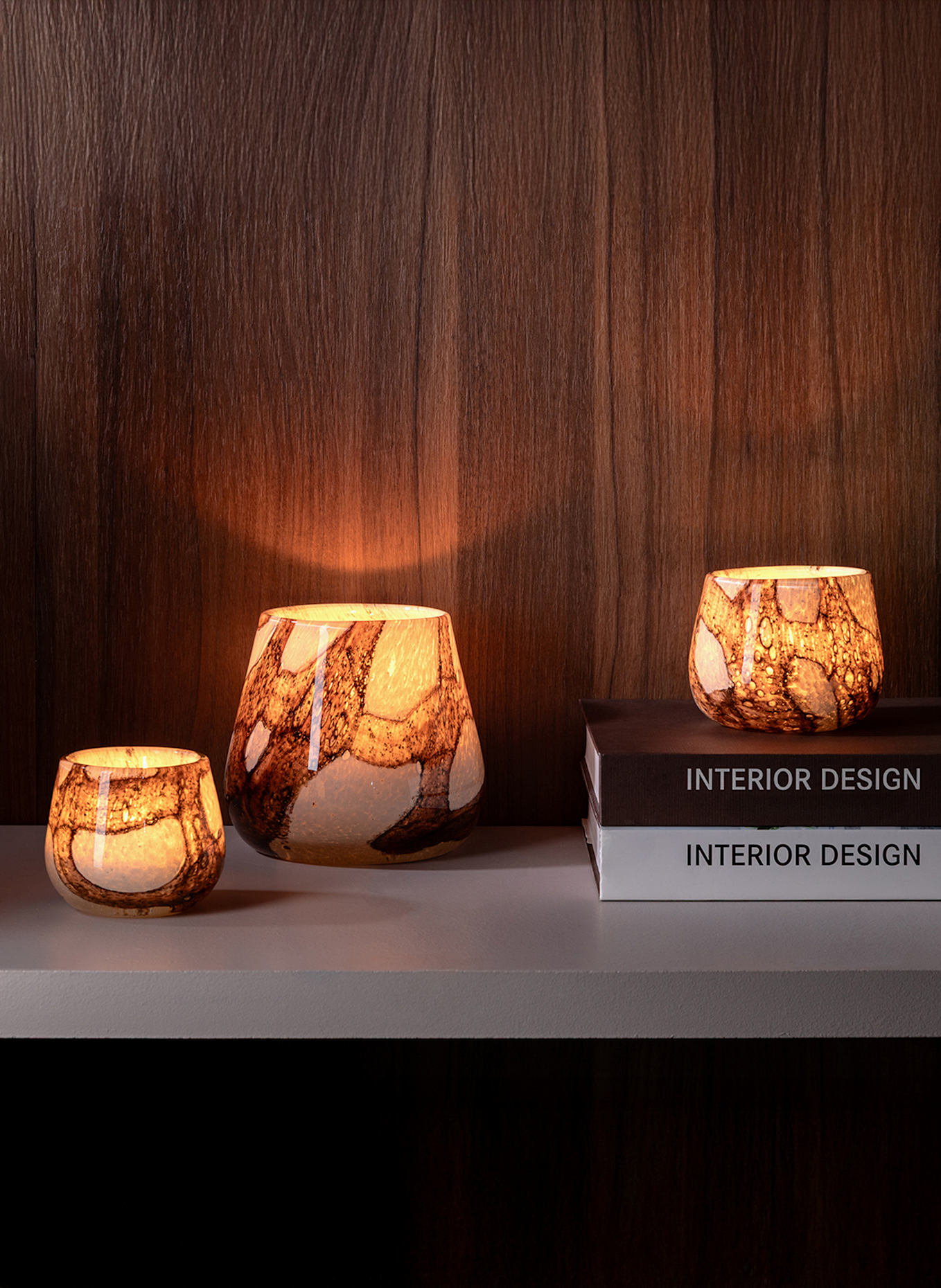 Fink Glasvase, Windlicht MELLA: BRAUN/ WEISS