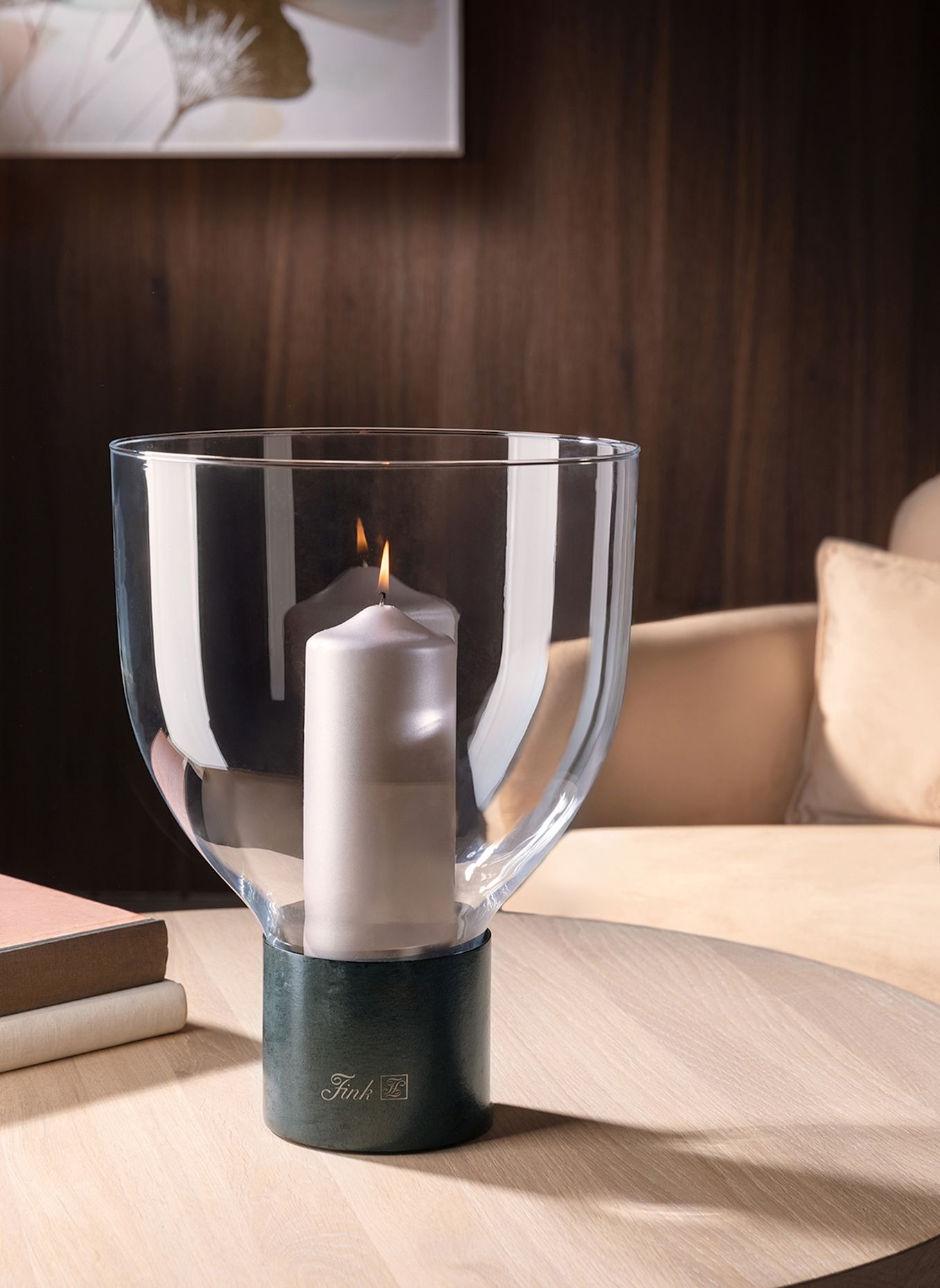 Fink Windlicht mit Glas PEGO: GRÜN