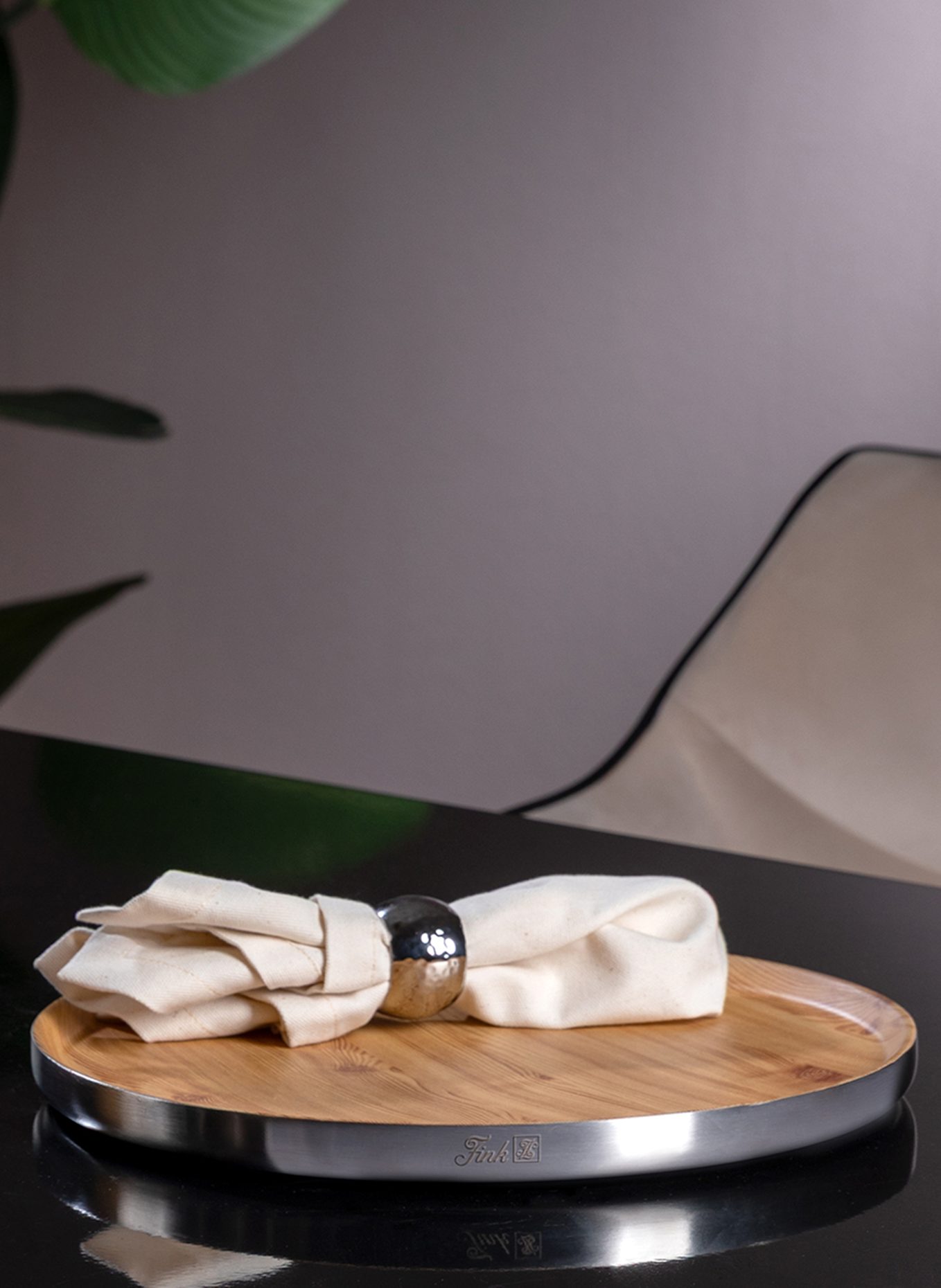 Fink Tablett TIMBER: SILBER/ BRAUN