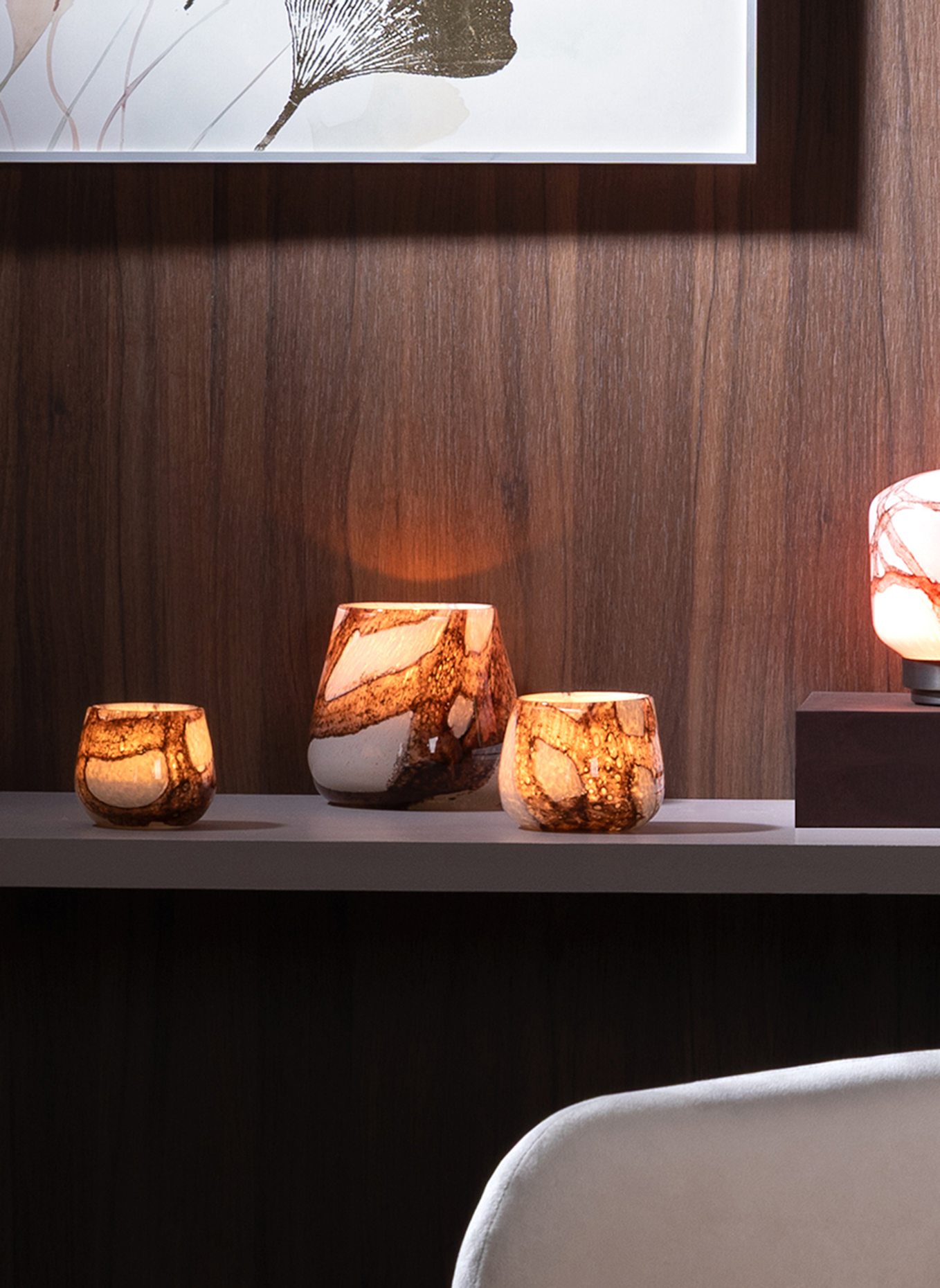 Fink Glasvase, Windlicht MELLA: BRAUN/ WEISS