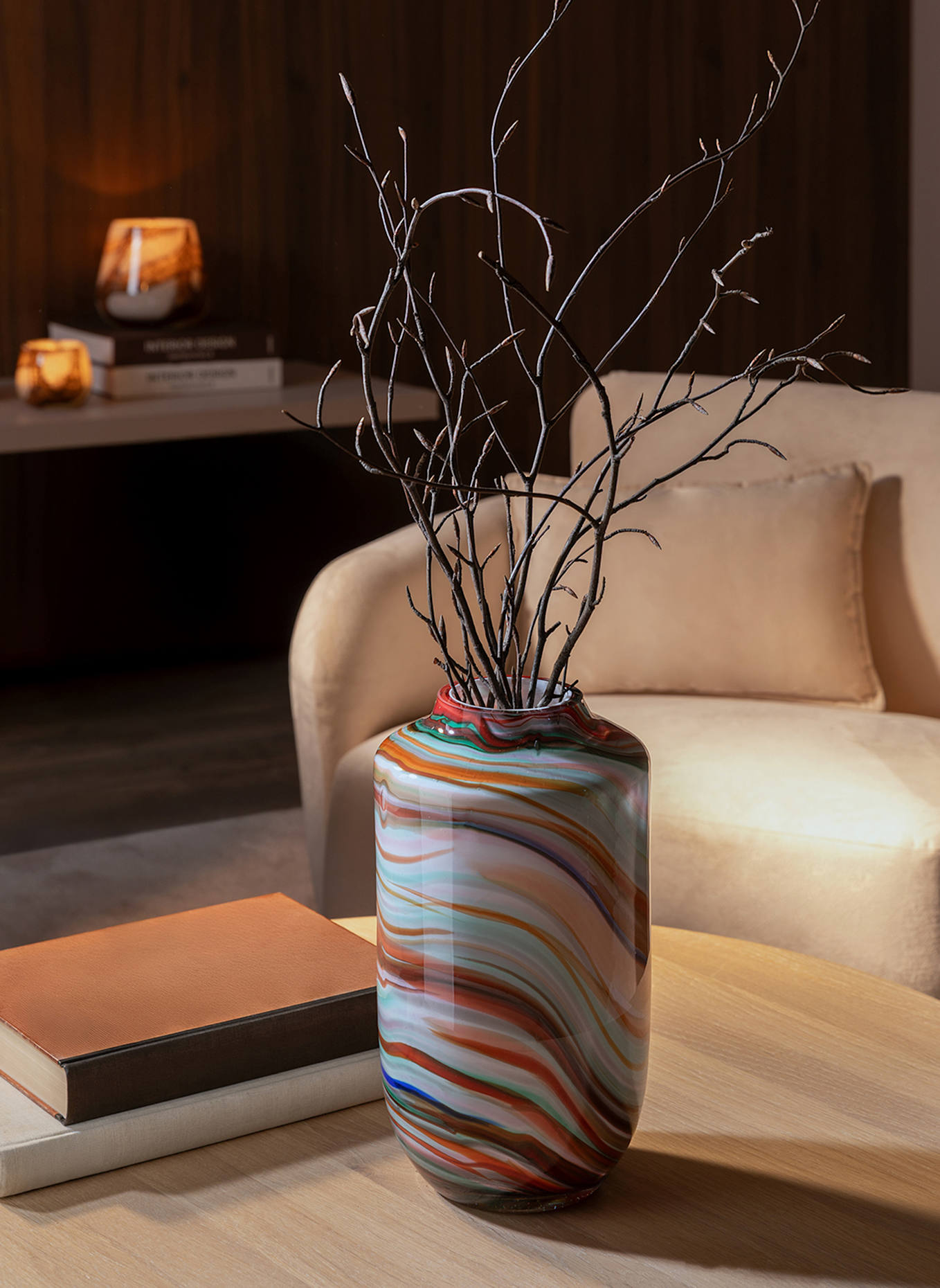 Fink Glasvase SANCHO: BRAUN/ GRÜN/ ROT