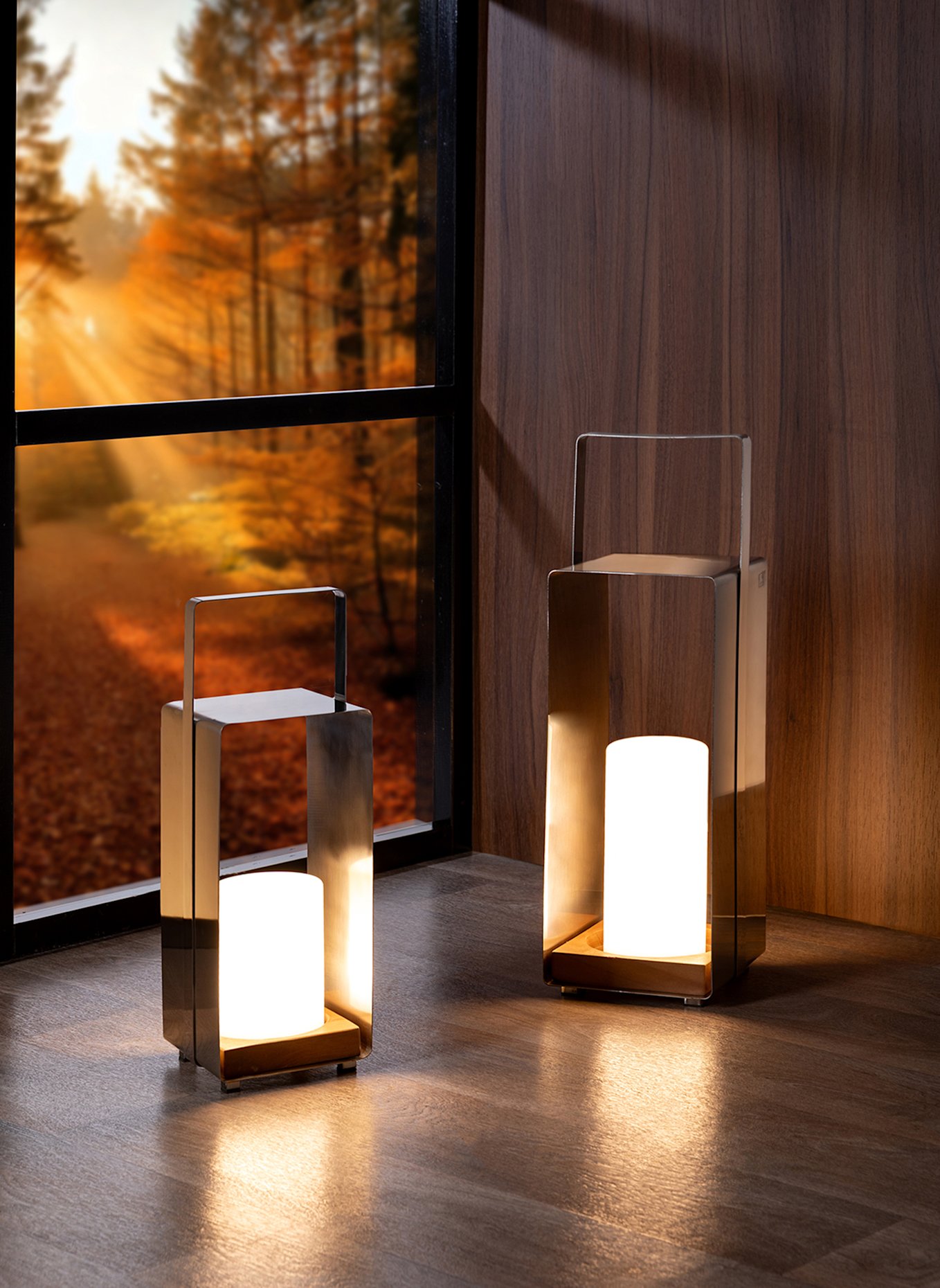 Fink Laterne mit LED Zylinder MAGNUS: SILBER