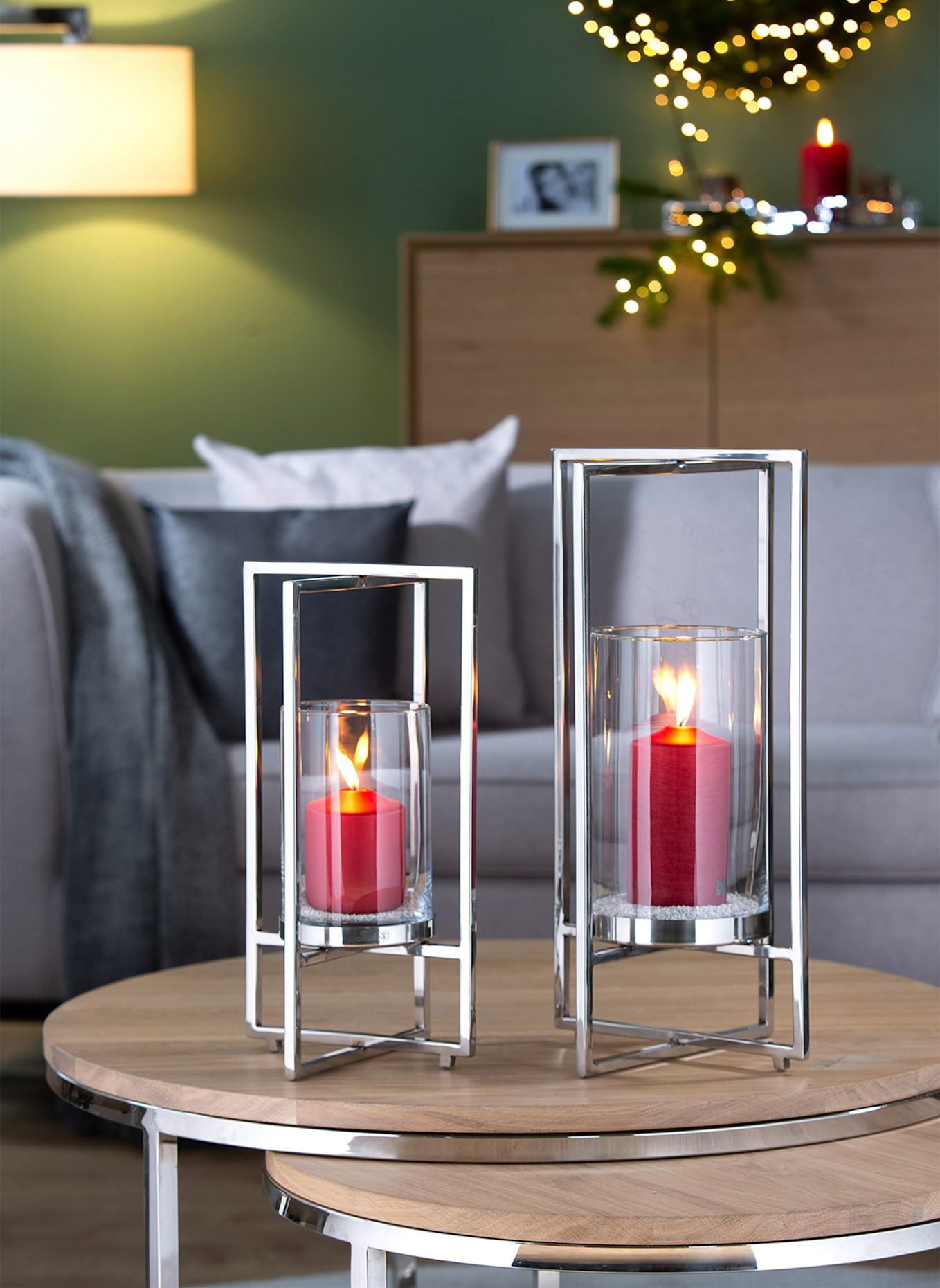 Fink Windlicht mit Glas NORMAN: SILBER