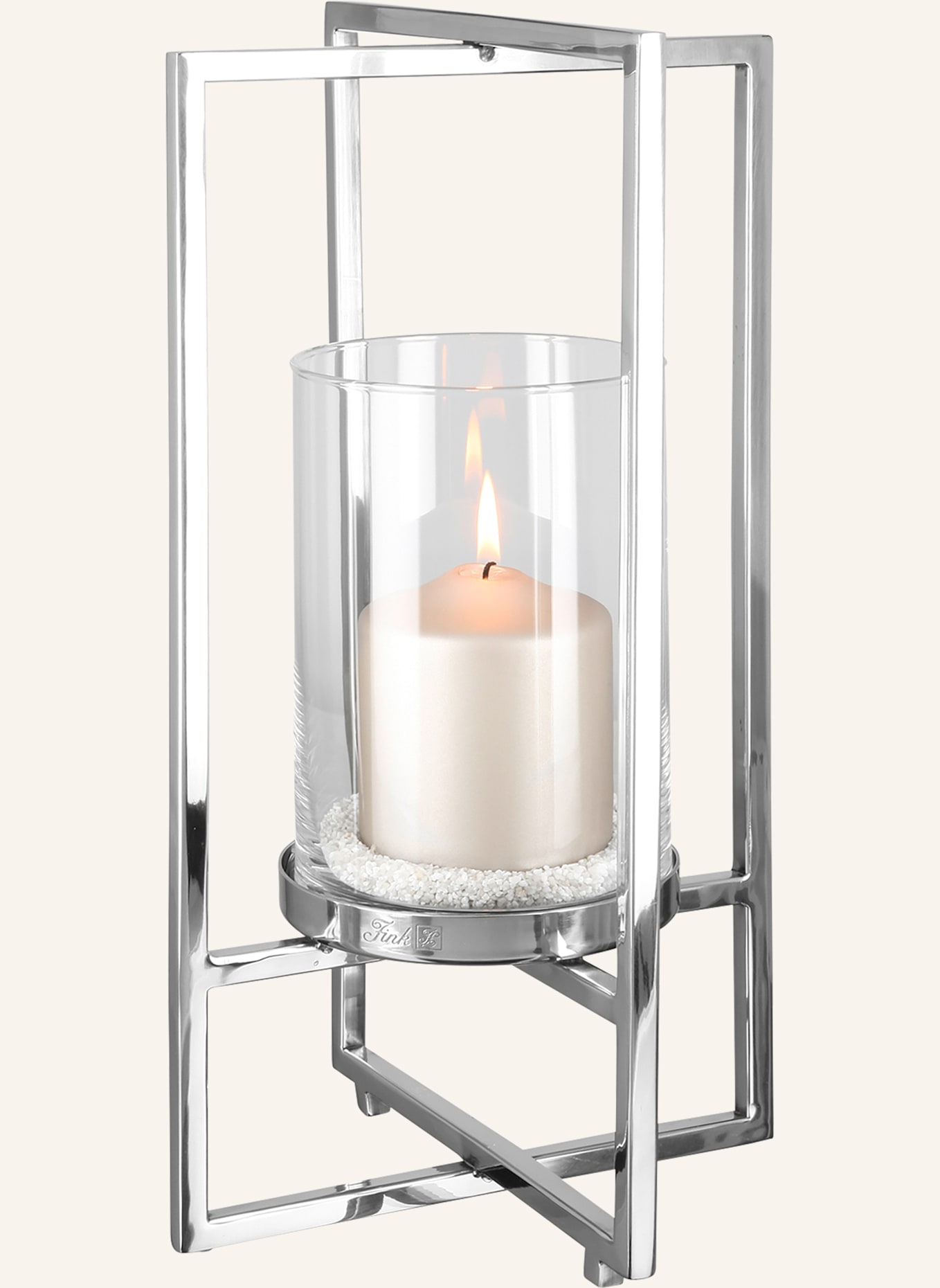 Fink Windlicht mit Glas NORMAN: SILBER