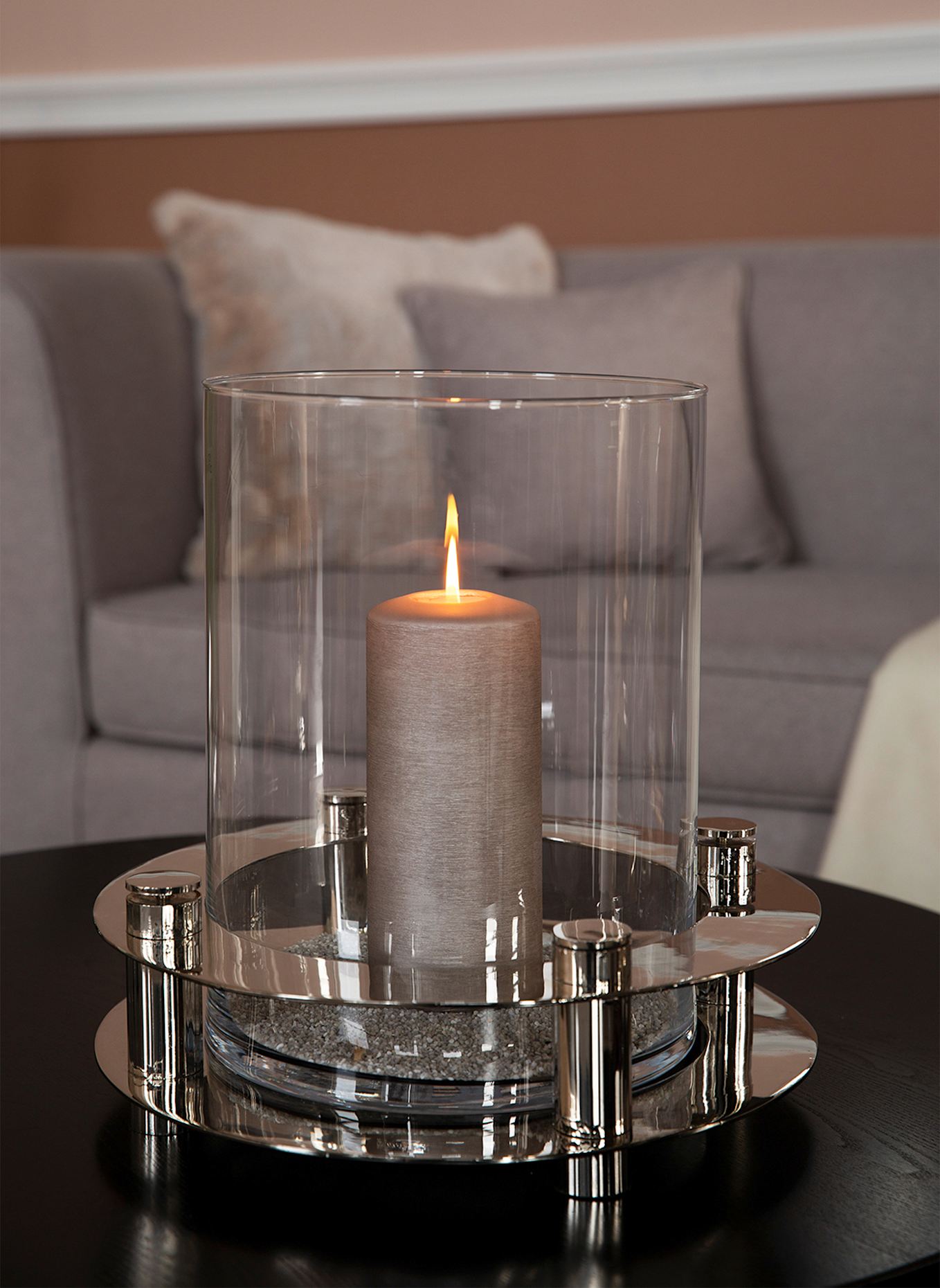 Fink Windlicht mit Glas RICARDO: SILBER