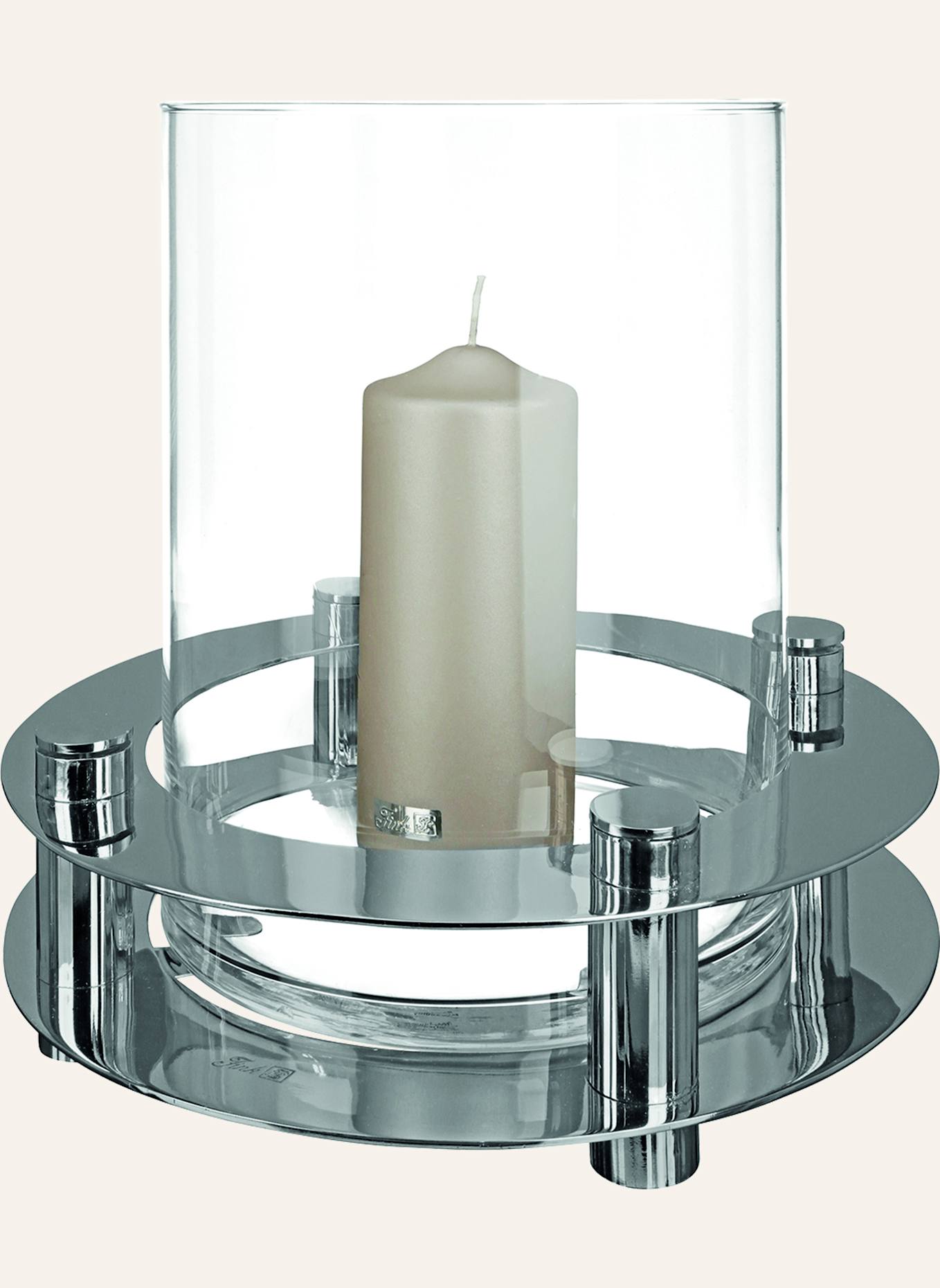 Fink Windlicht mit Glas RICARDO: SILBER