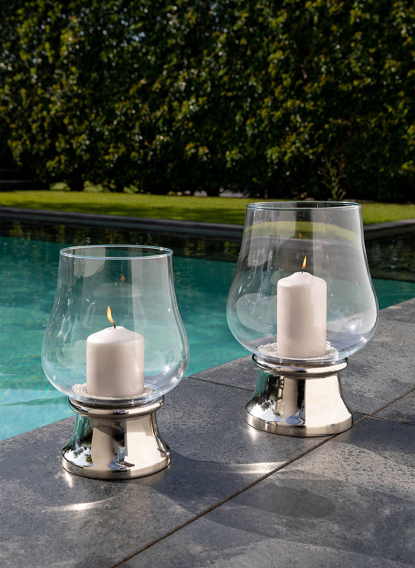 Fink Windlicht mit Glas PALINA: SILBER