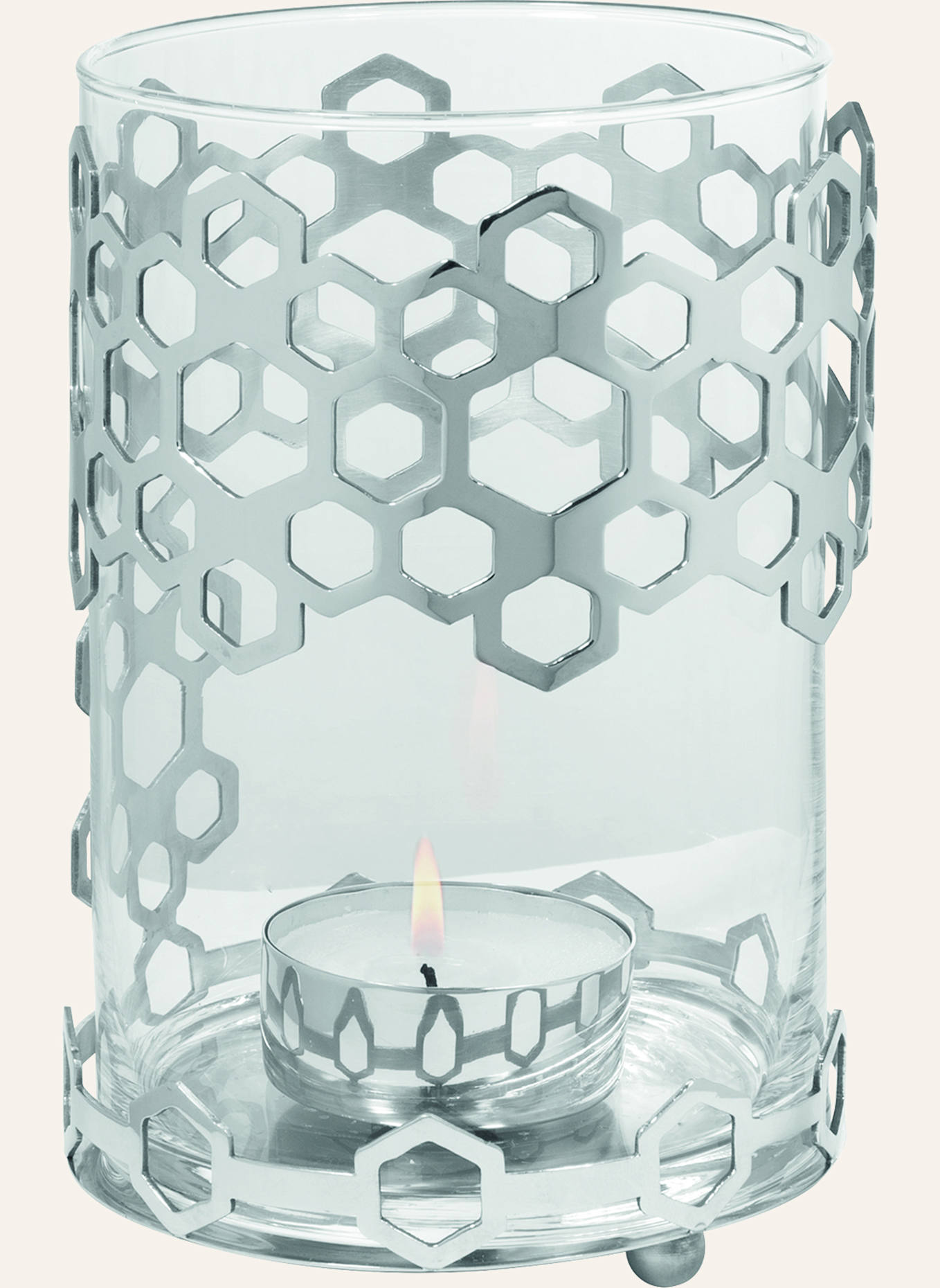 Fink Windlicht mit Glas DELIGHT: SILBER